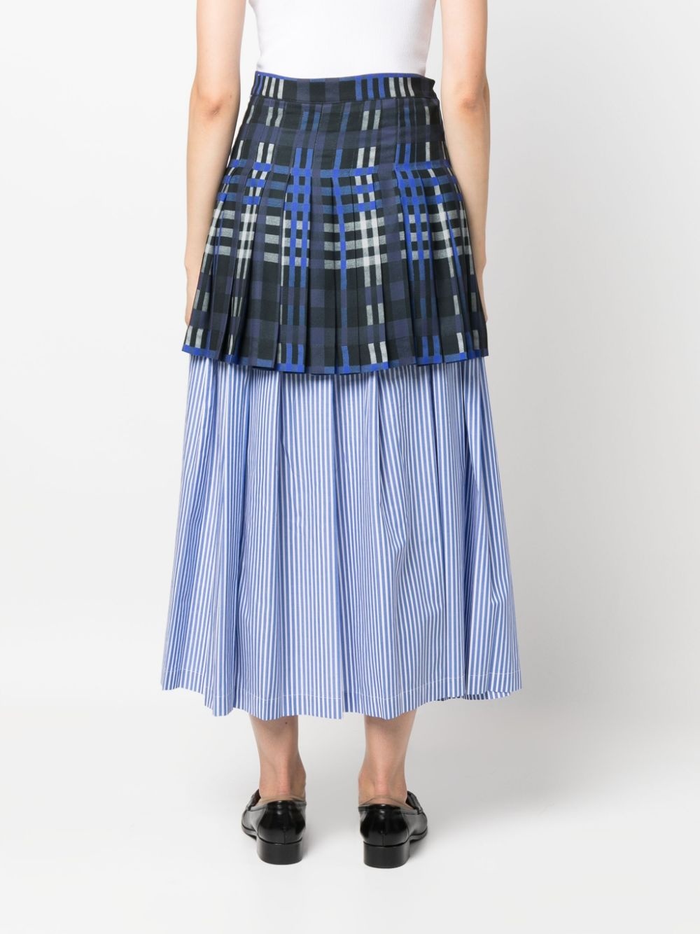 mix-print layered asymmetric midi skirt - 4