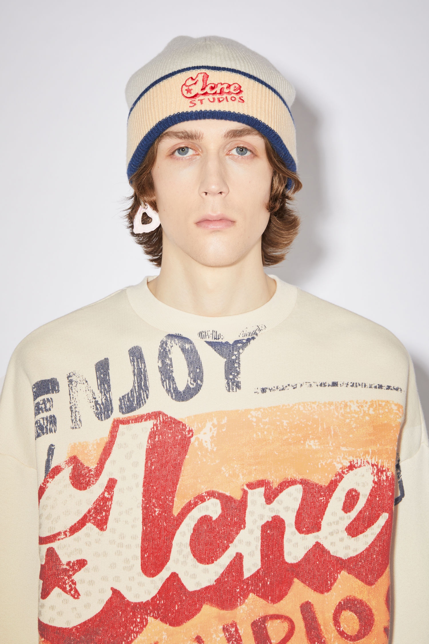 Printed sweatshirt - Ecru/peach - 5