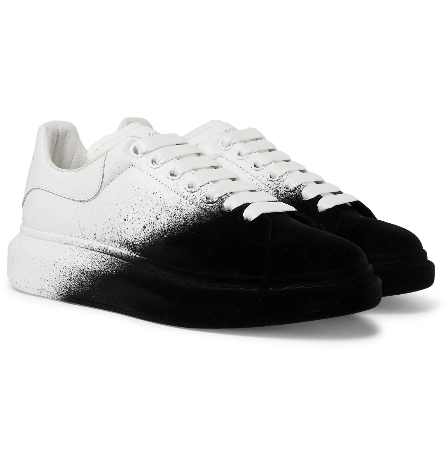 Exaggerated-Sole Leather and Velvet Sneakers - 2