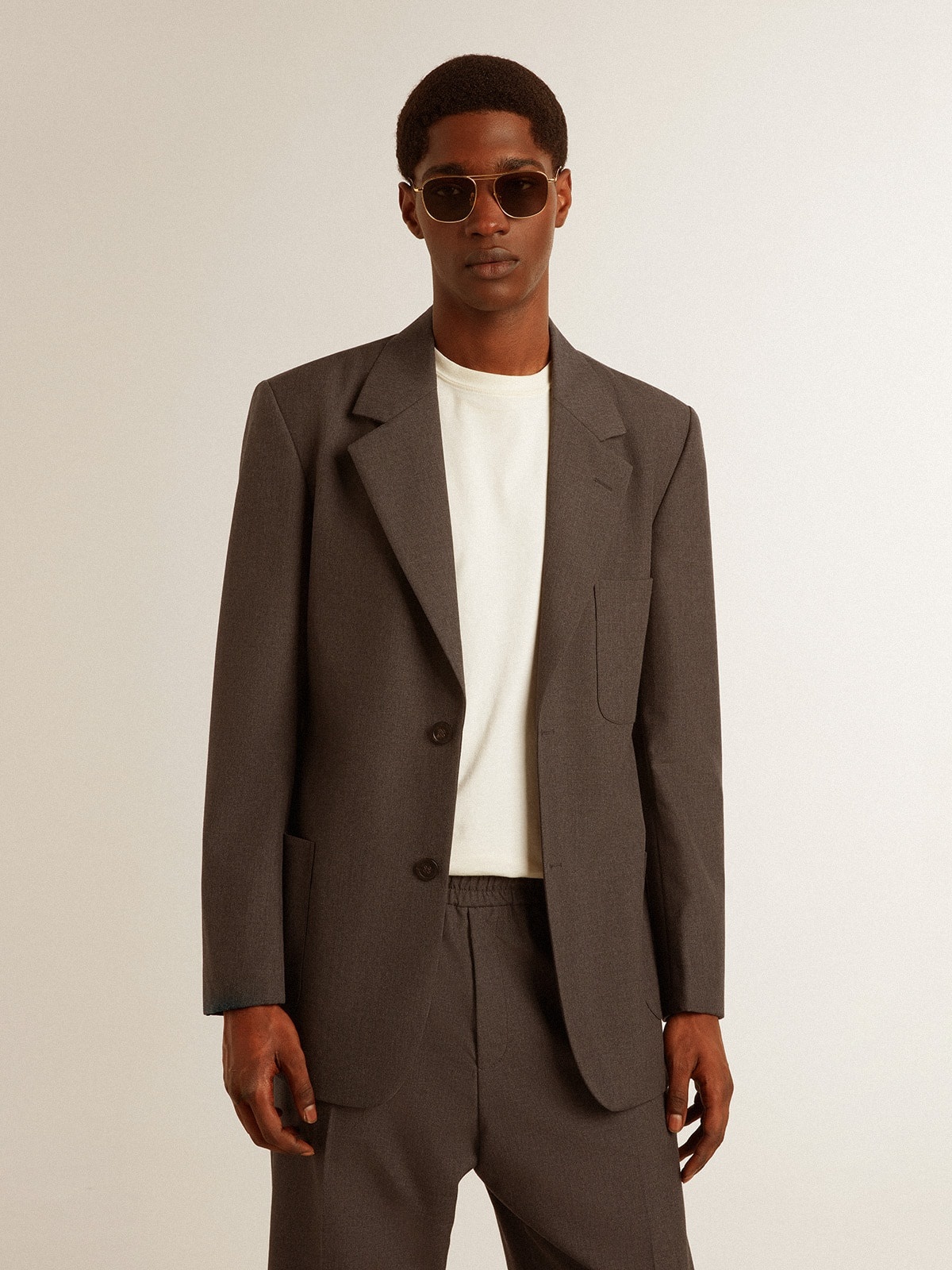 Men's tailored jacket in anthracite gray virgin wool - 2