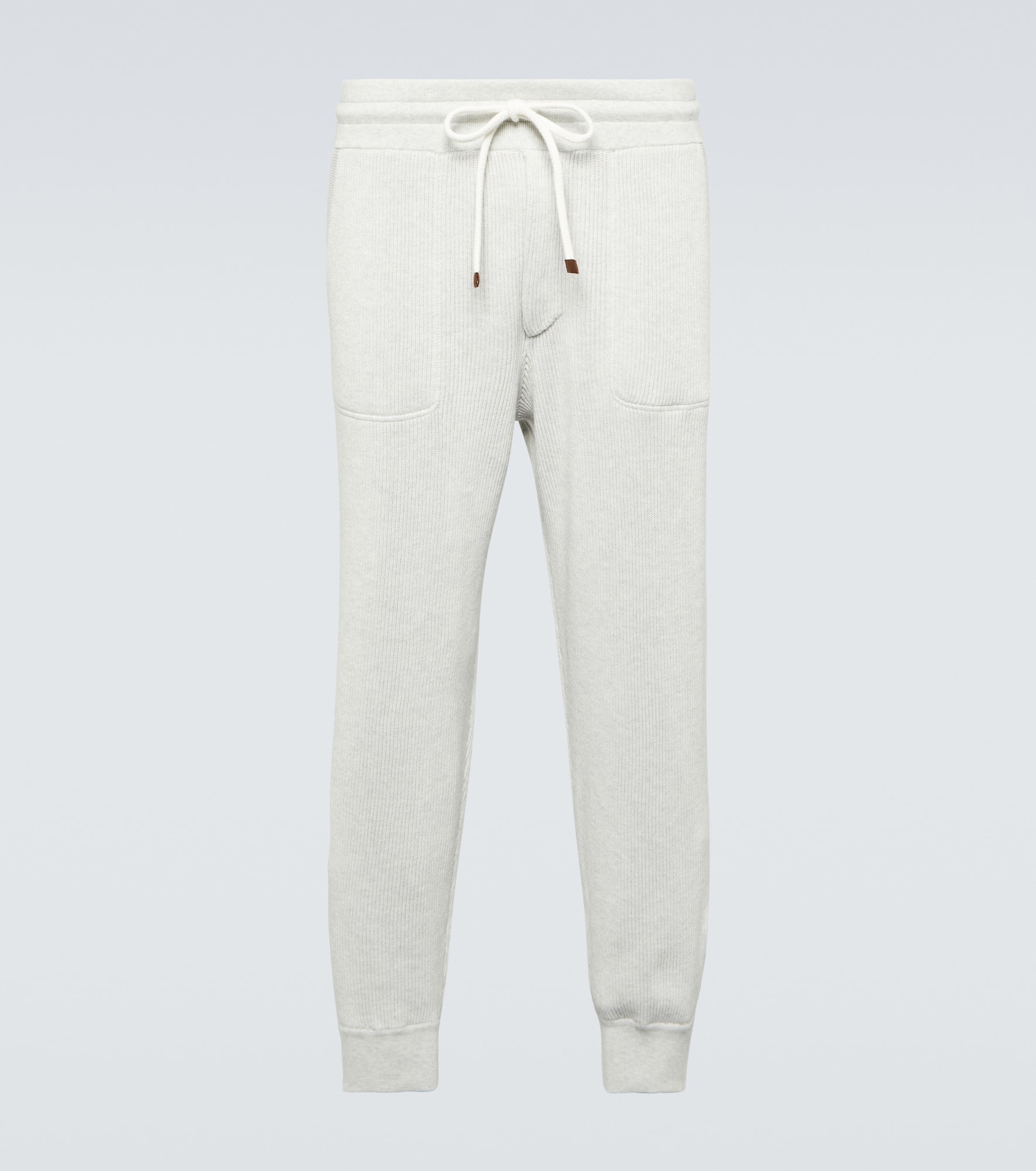 Ribbed-knit cotton sweatpants - 1