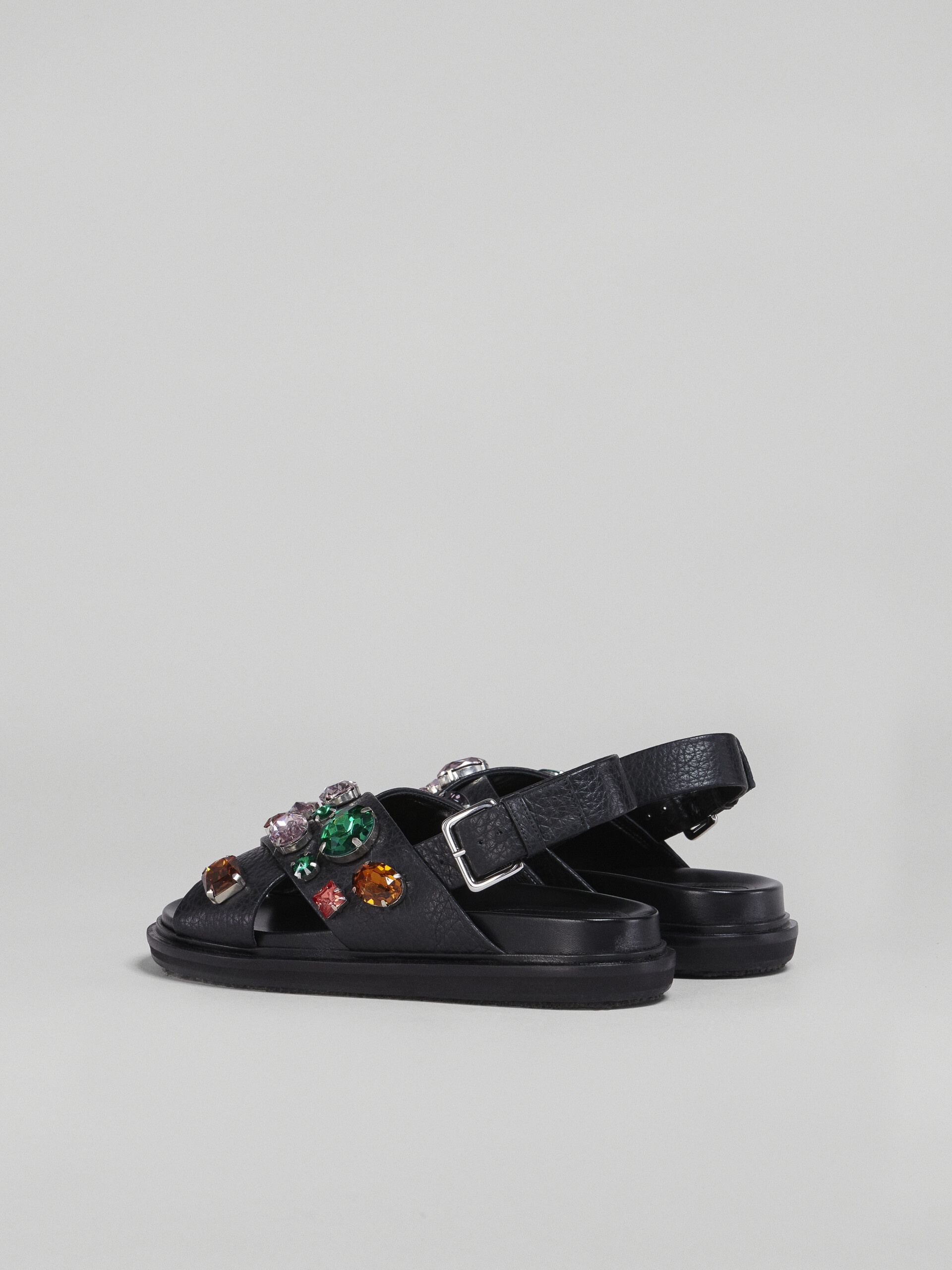 BLACK LEATHER FUSSBETT WITH GLASS BEADS - 3