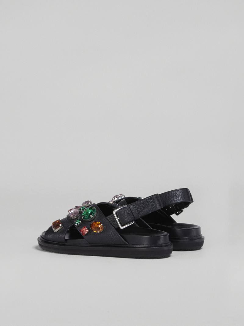 Marni BLACK LEATHER FUSSBETT WITH GLASS BEADS outlook