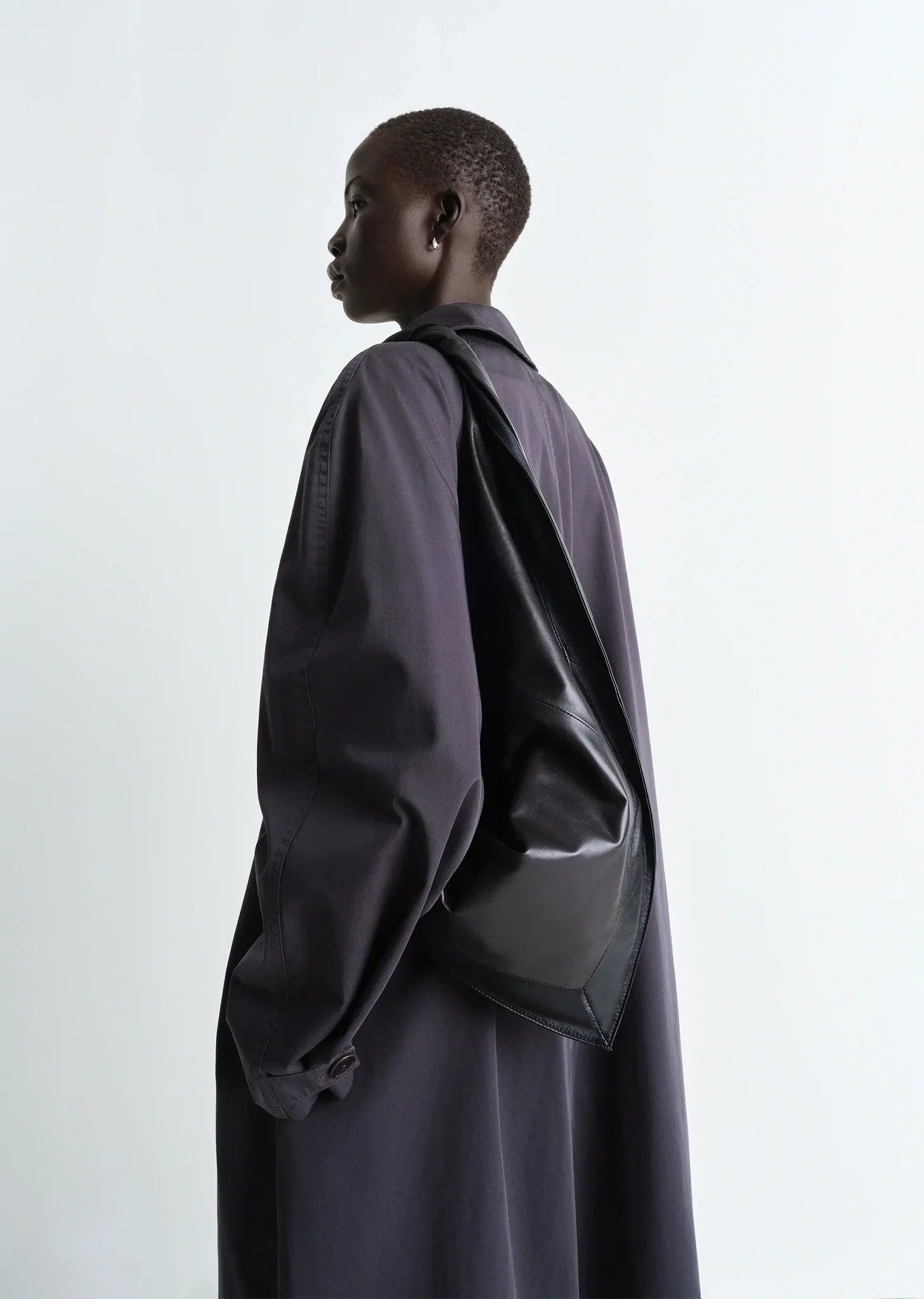Scarf Leather Bag, Small — Black / Dark Chocolate - 3
