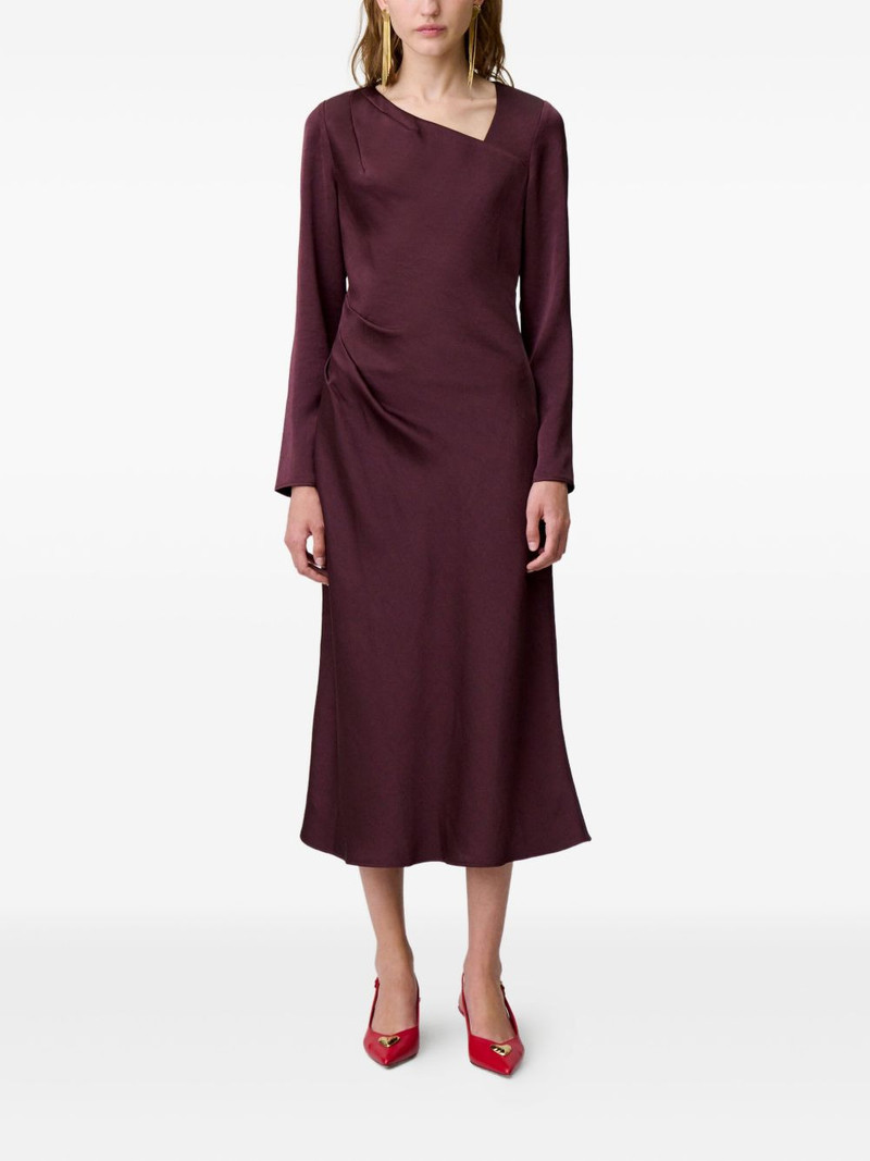 Claudie Pierlot asymmetric-neckline gathered dress outlook