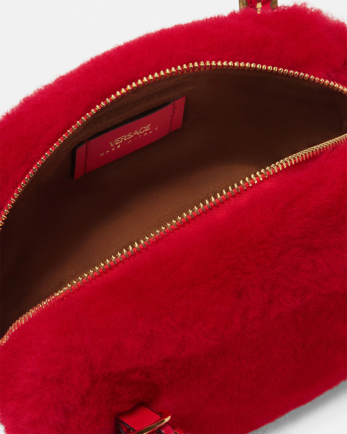 Versace Tag Shearling Bowling Mini Bag - 4