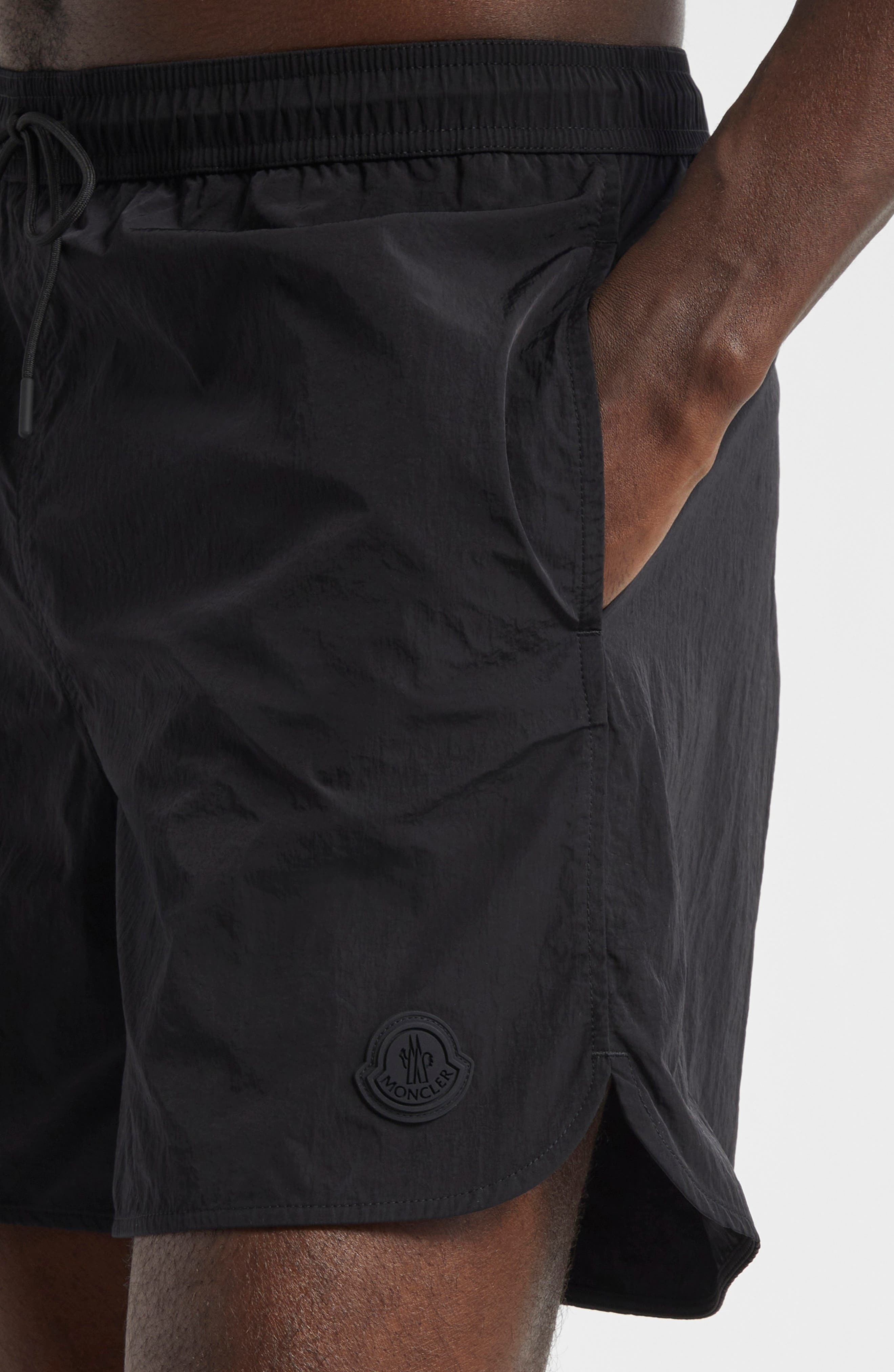 Moncler Crinkled Nylon Swim Trunks in Black at Nordstrom - 4