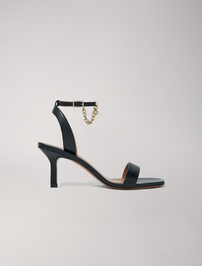 Leather sandals with heels 7