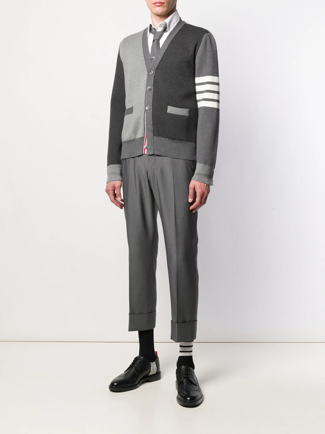 Funmix Cotton Crepe Milano Stitch 4-Bar Cardigan Men - 2