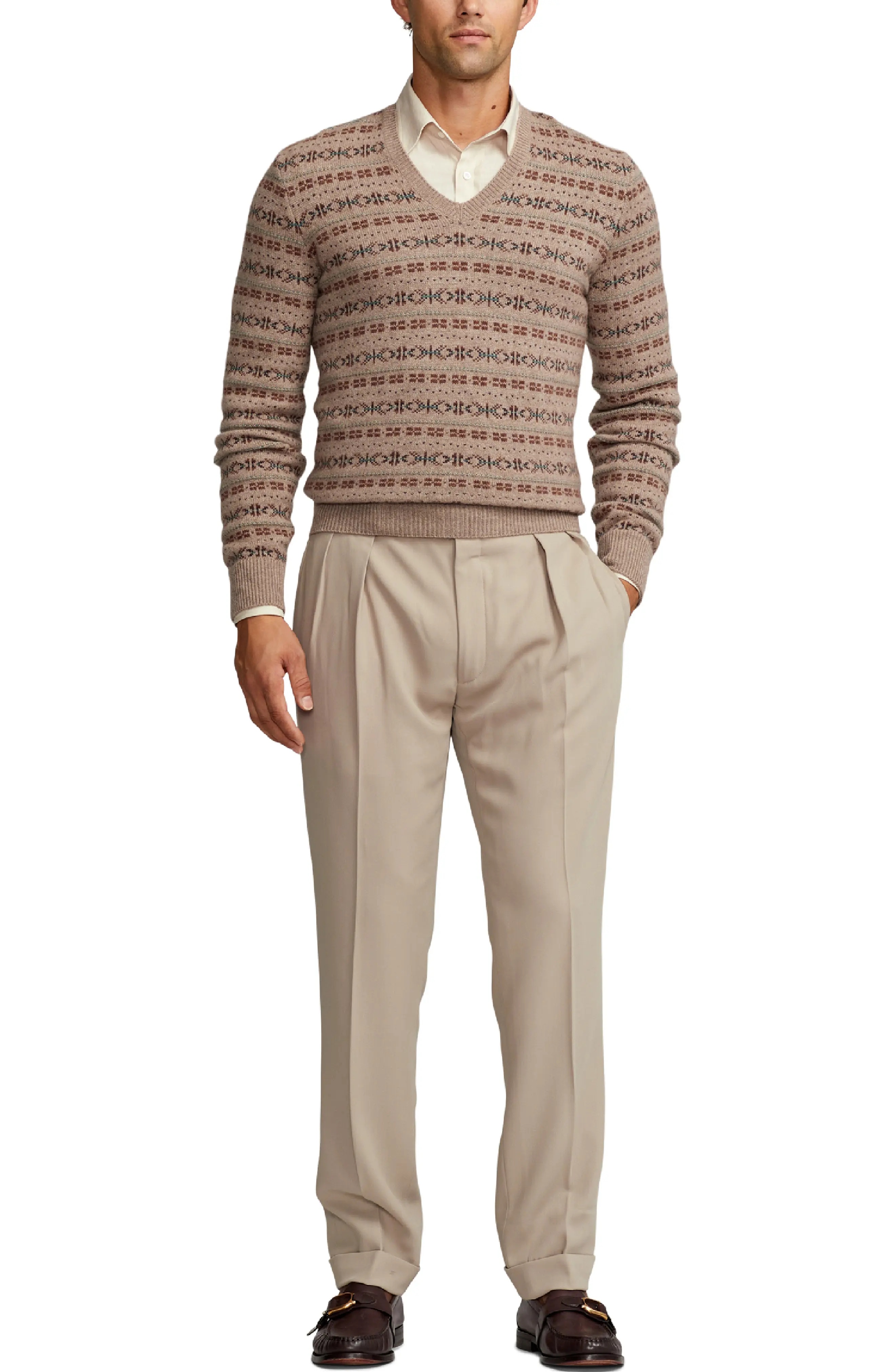 Fair Isle Cashmere V-Neck Sweater - 6