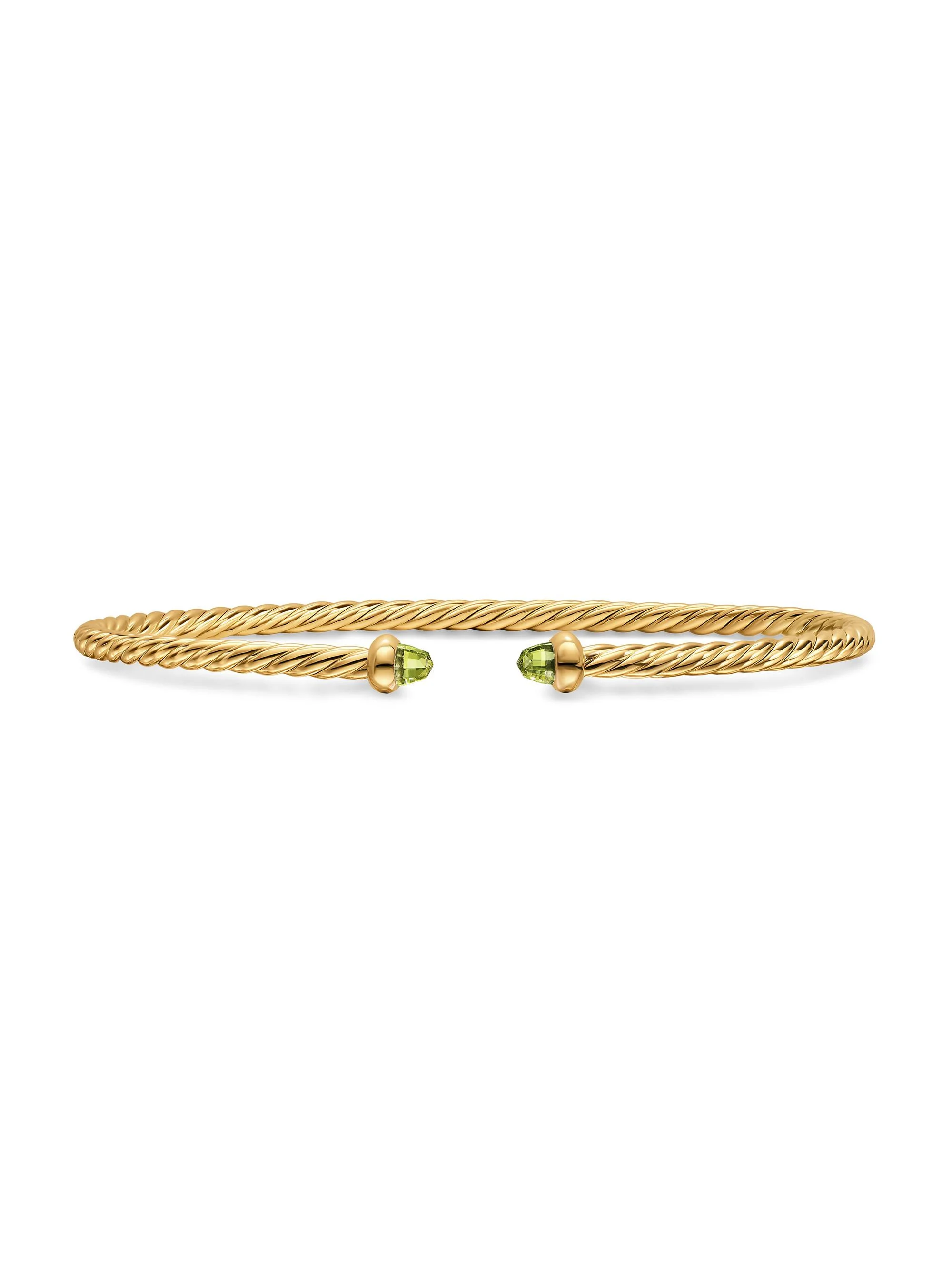 Women's Micro Cablespira Flex Bracelet in 18K Yellow Gold - Peridot - 1