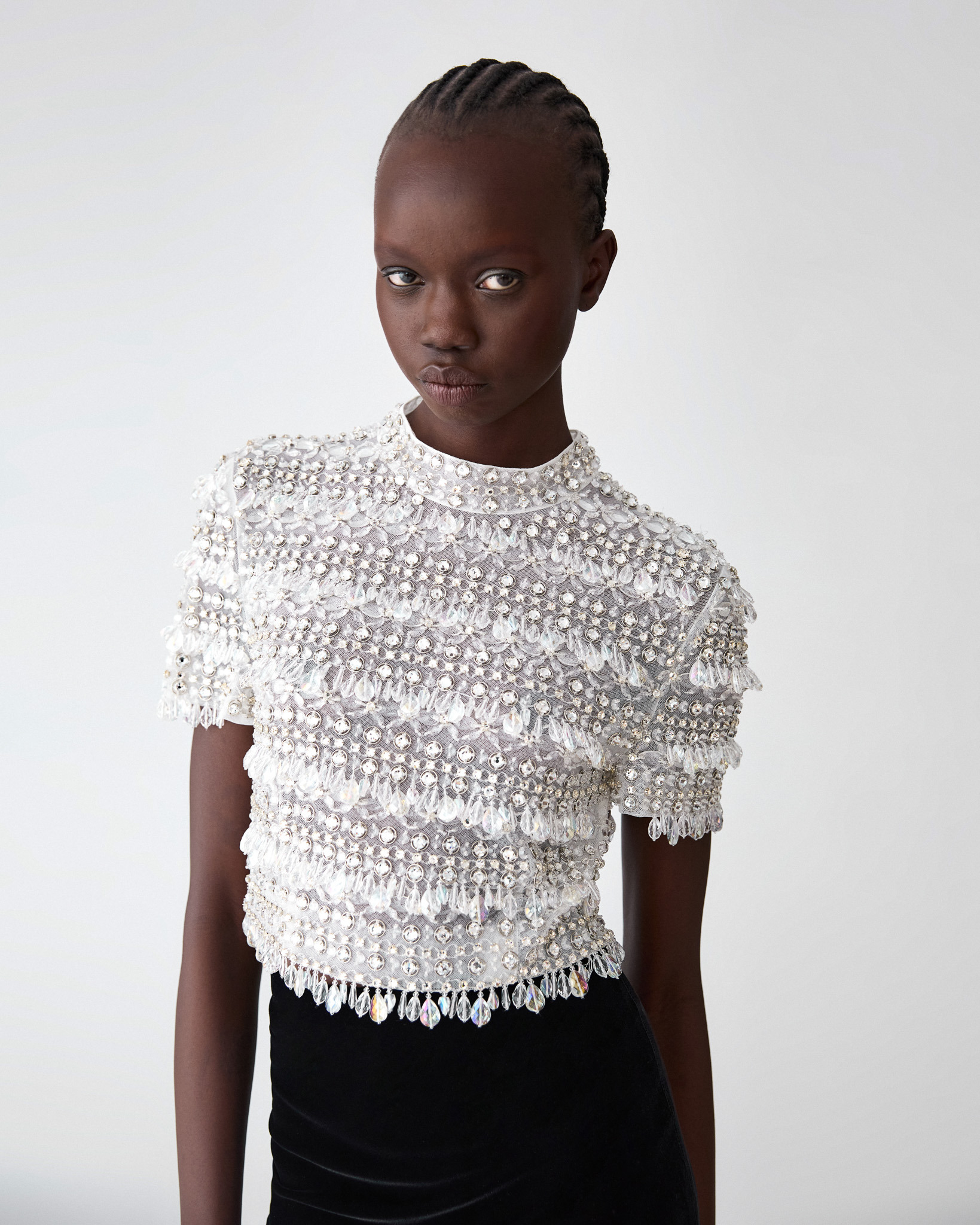 Crystal-Embroidered Crop Top - 2