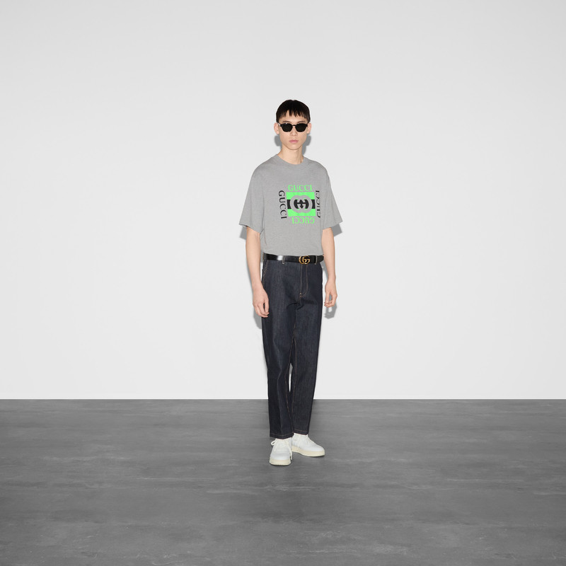 GUCCI Cotton jersey T-shirt with Gucci print outlook