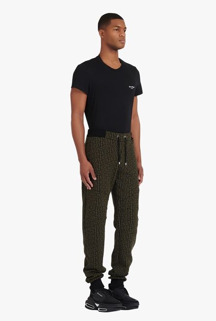 Khaki and black cotton sweatpants with Balmain monogram - 7