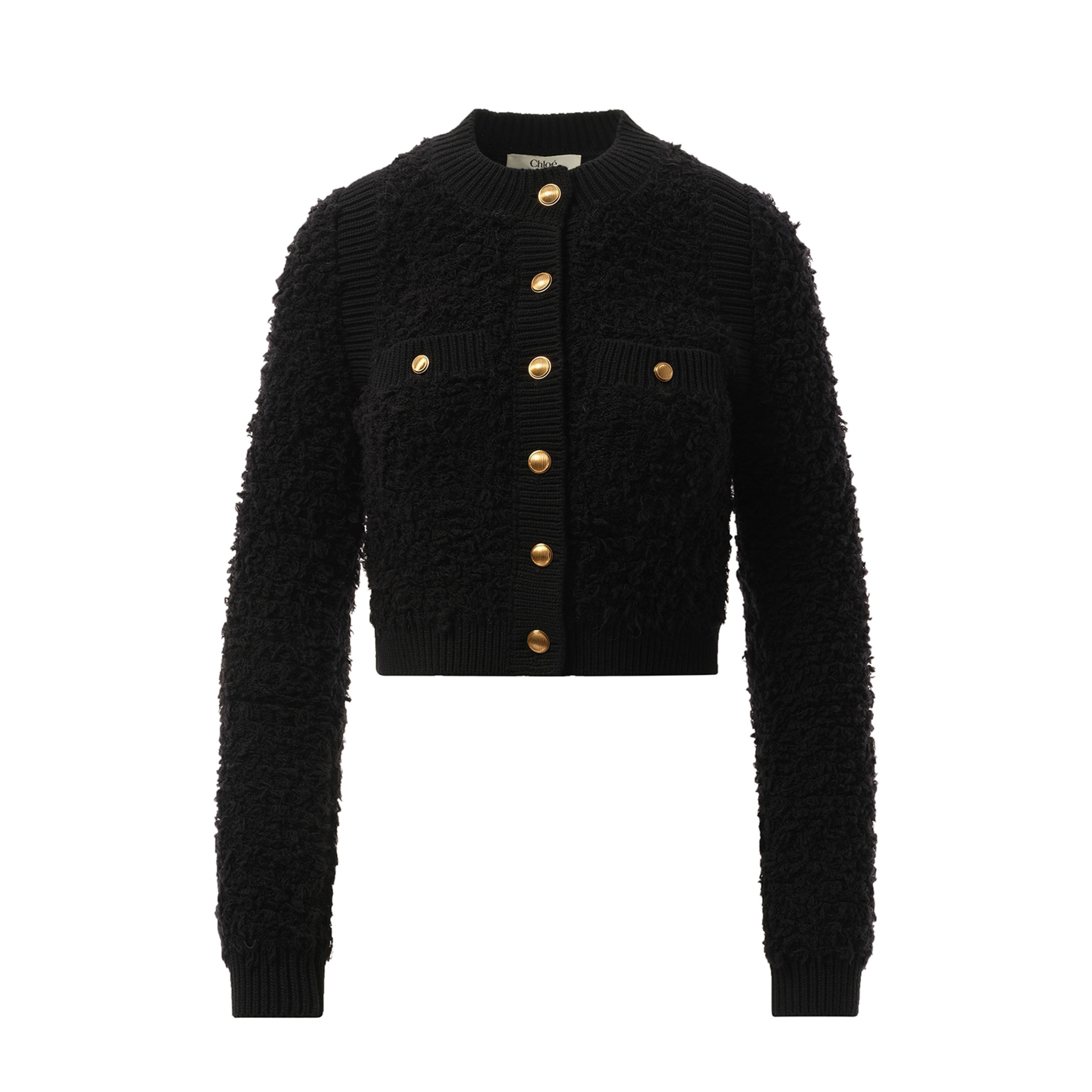 Tweed Knit Cardigan in Black - 2