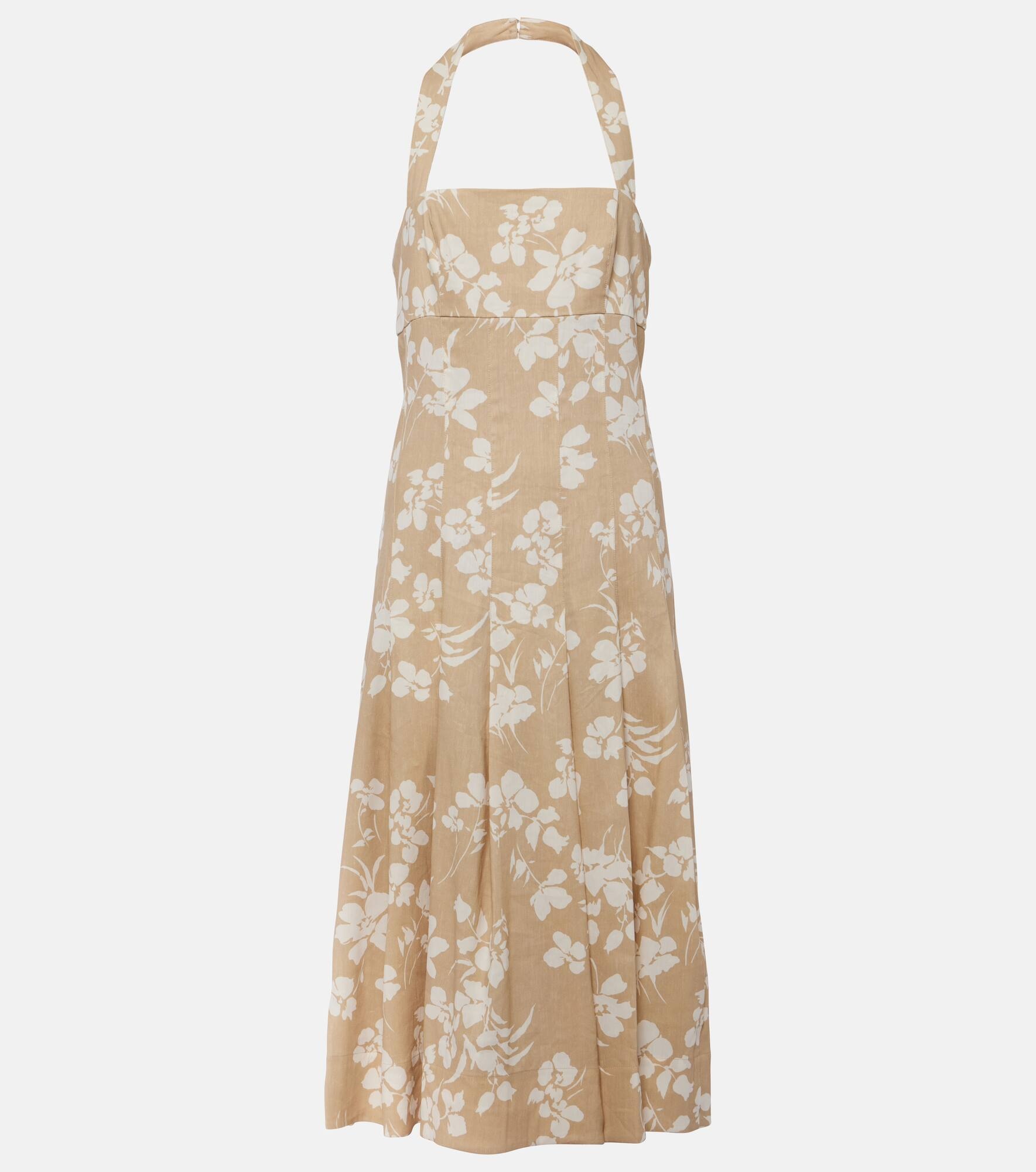 Amalia floral linen-blend midi dress - 1