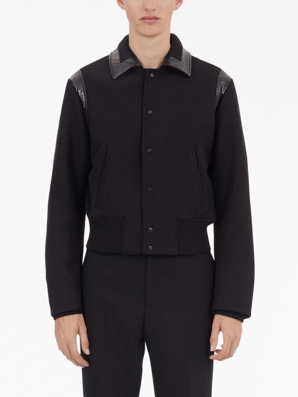pointed-flat collar wool jacket - 3