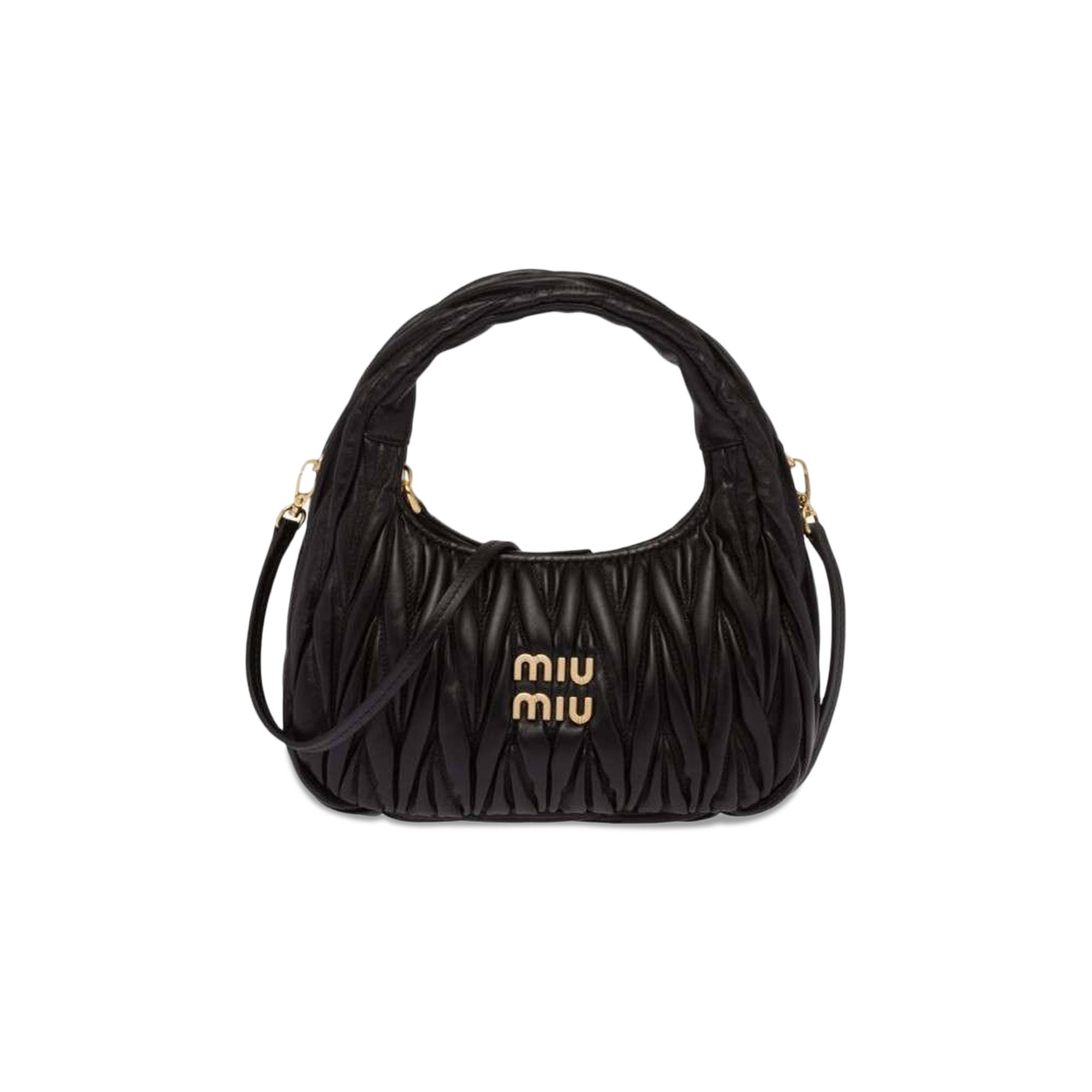 Miu Miu Wander Matelassé Nappa Leather Hobo Bag 'Black' - 1