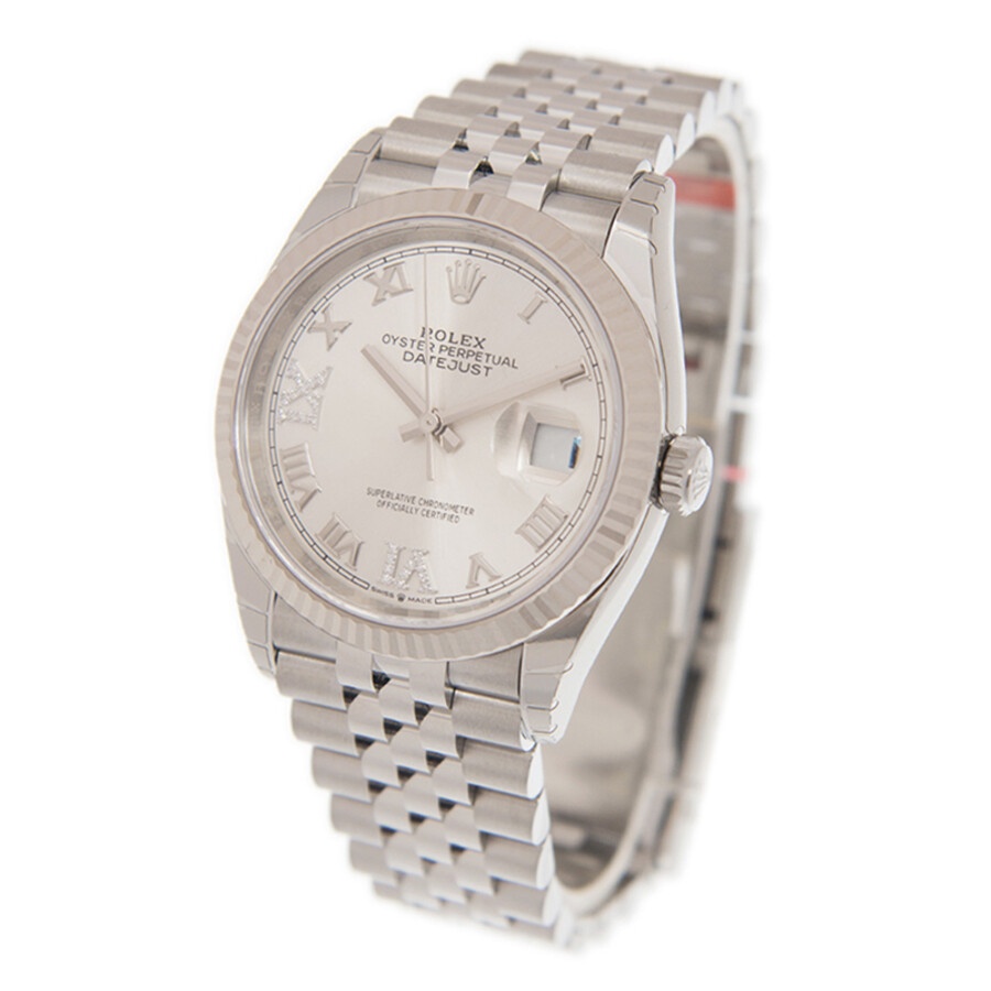 Rolex Datejust 36 Automatic Silver Diamond Dial Ladies Jubilee Watch 126234SRDJ - 4