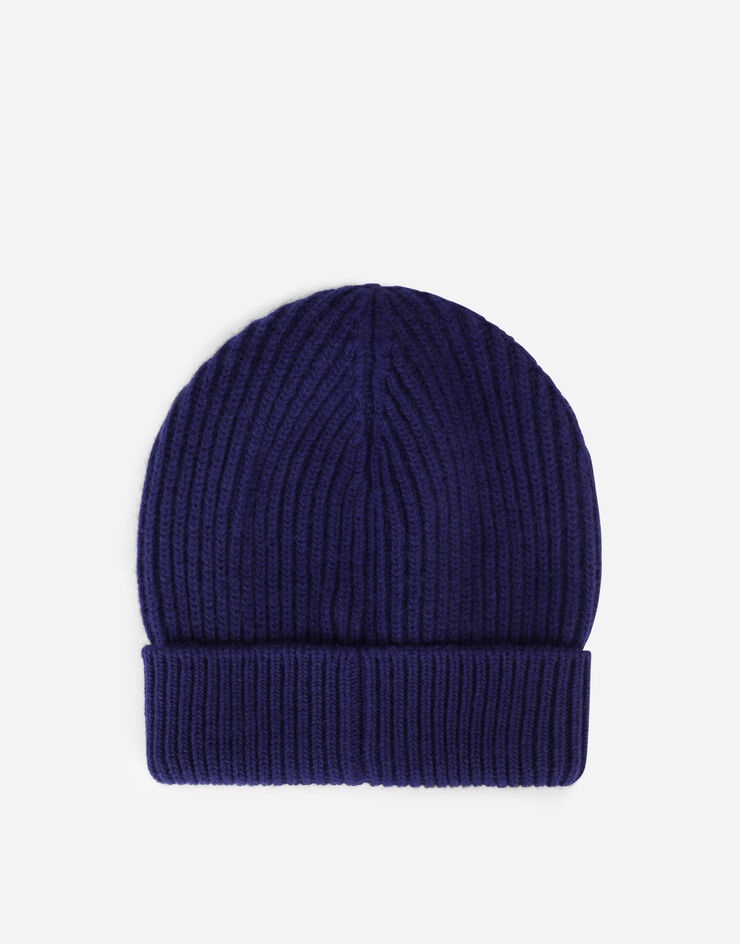 Knit cashmere hat with D&G patch - 3