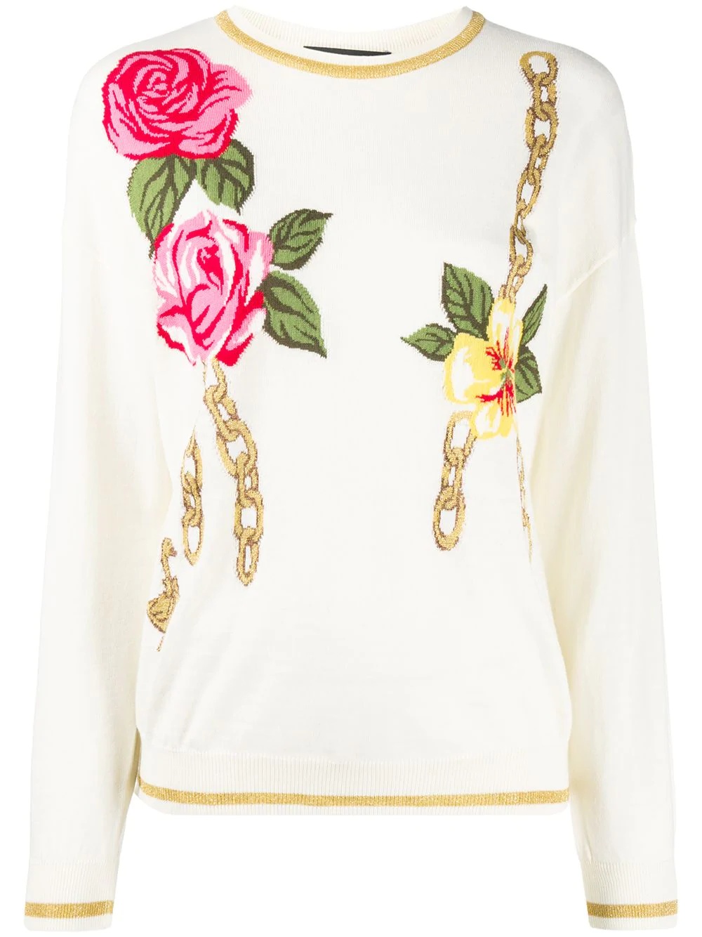 floral crew-neck jumper - 1