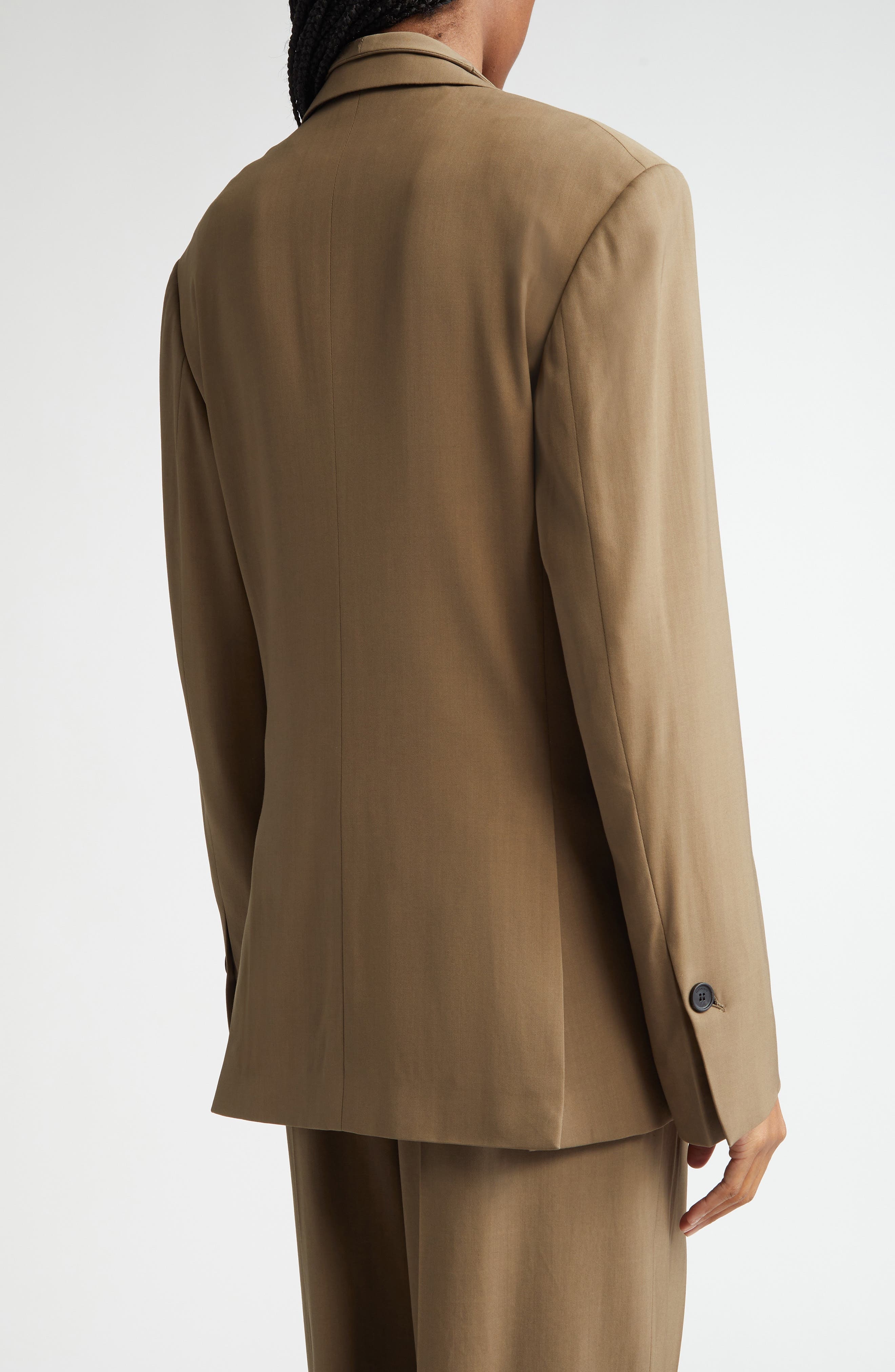 FERRAGAMO Double Lapel Blazer in Lead Green at Nordstrom - 4
