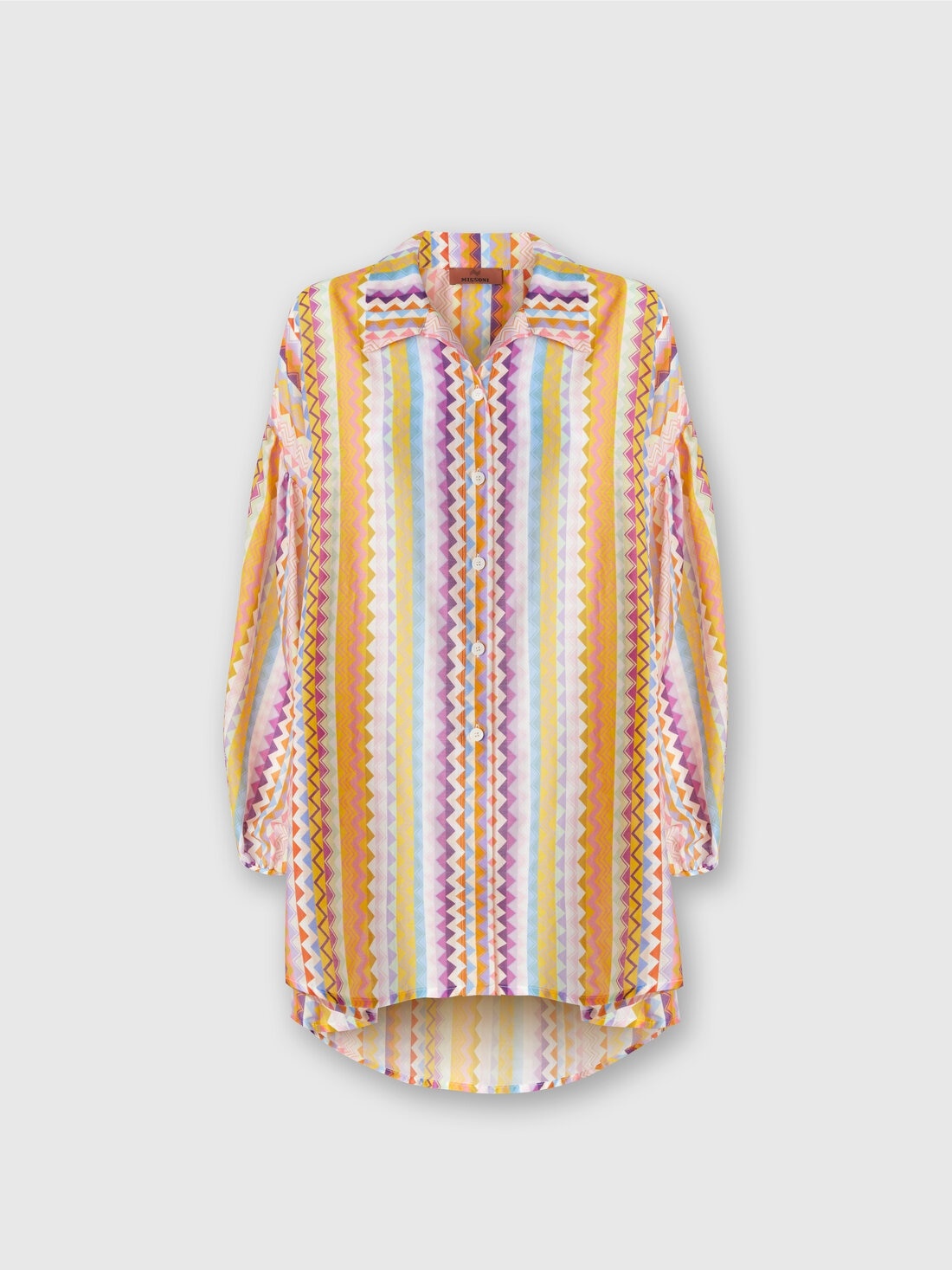 Silk and cotton oversize blouse with zigzag print - 1