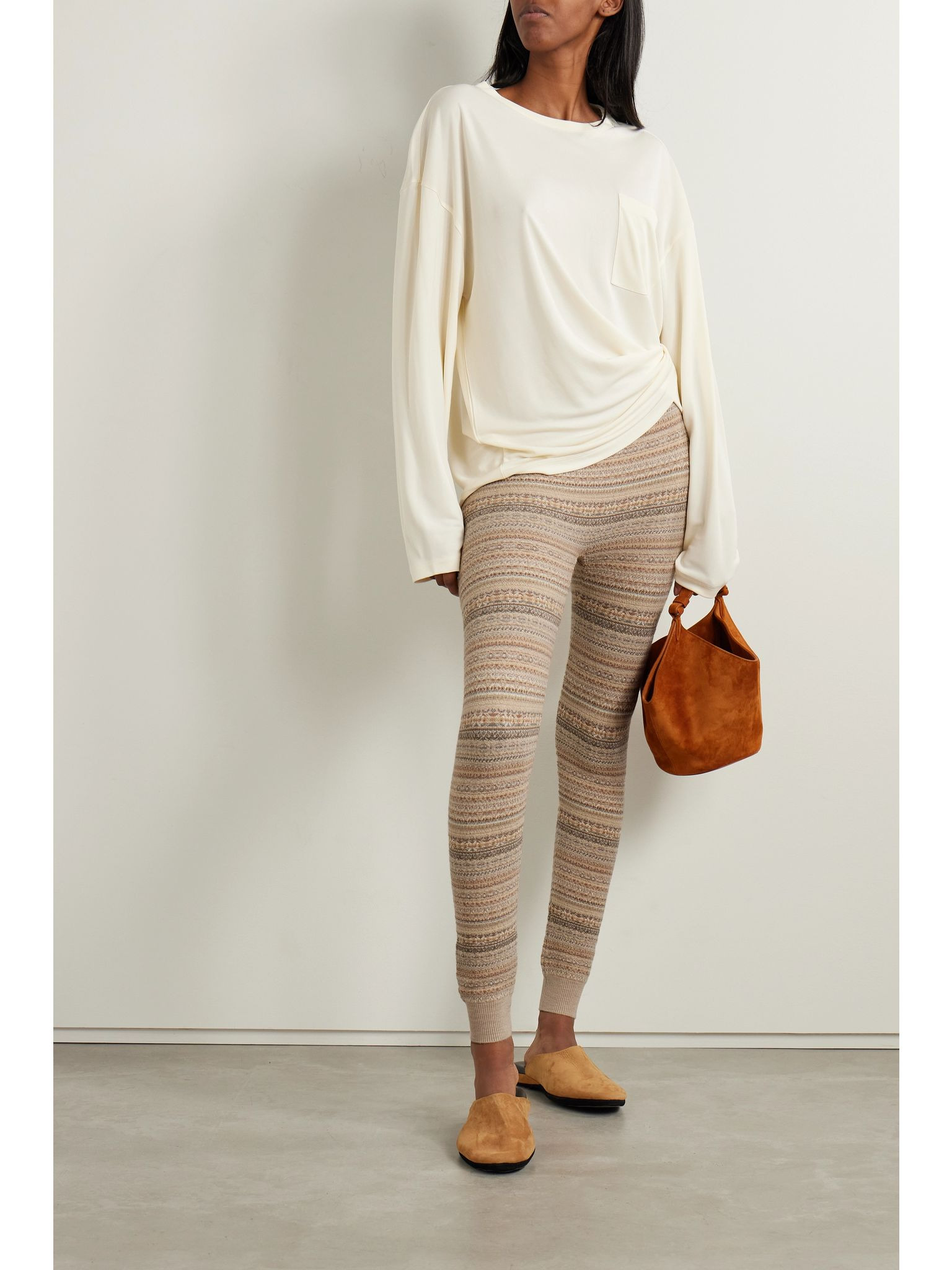 Fair Isle wool-blend tapered leggings Multi - 2