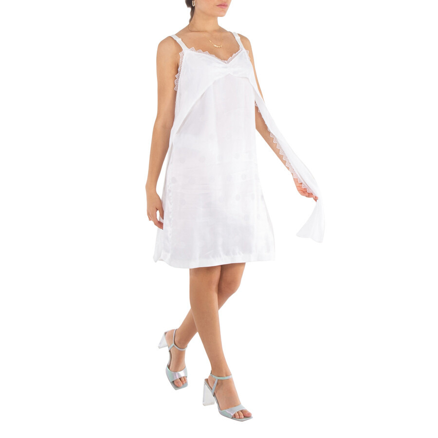Burberry Polka Dot Lace Trim Satin Slip Dress - 2