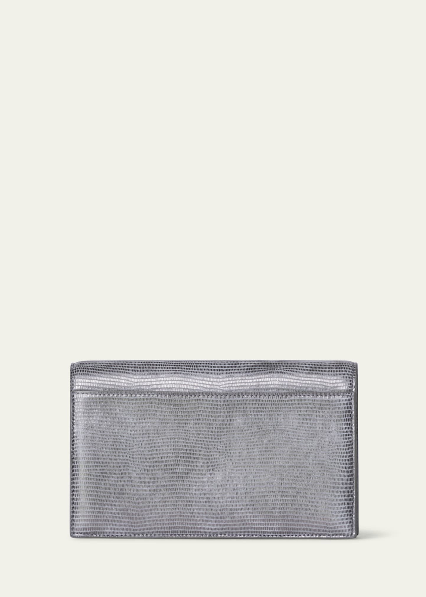 Anouk Lizard-Print Clutch Bag w/ Chain - 3
