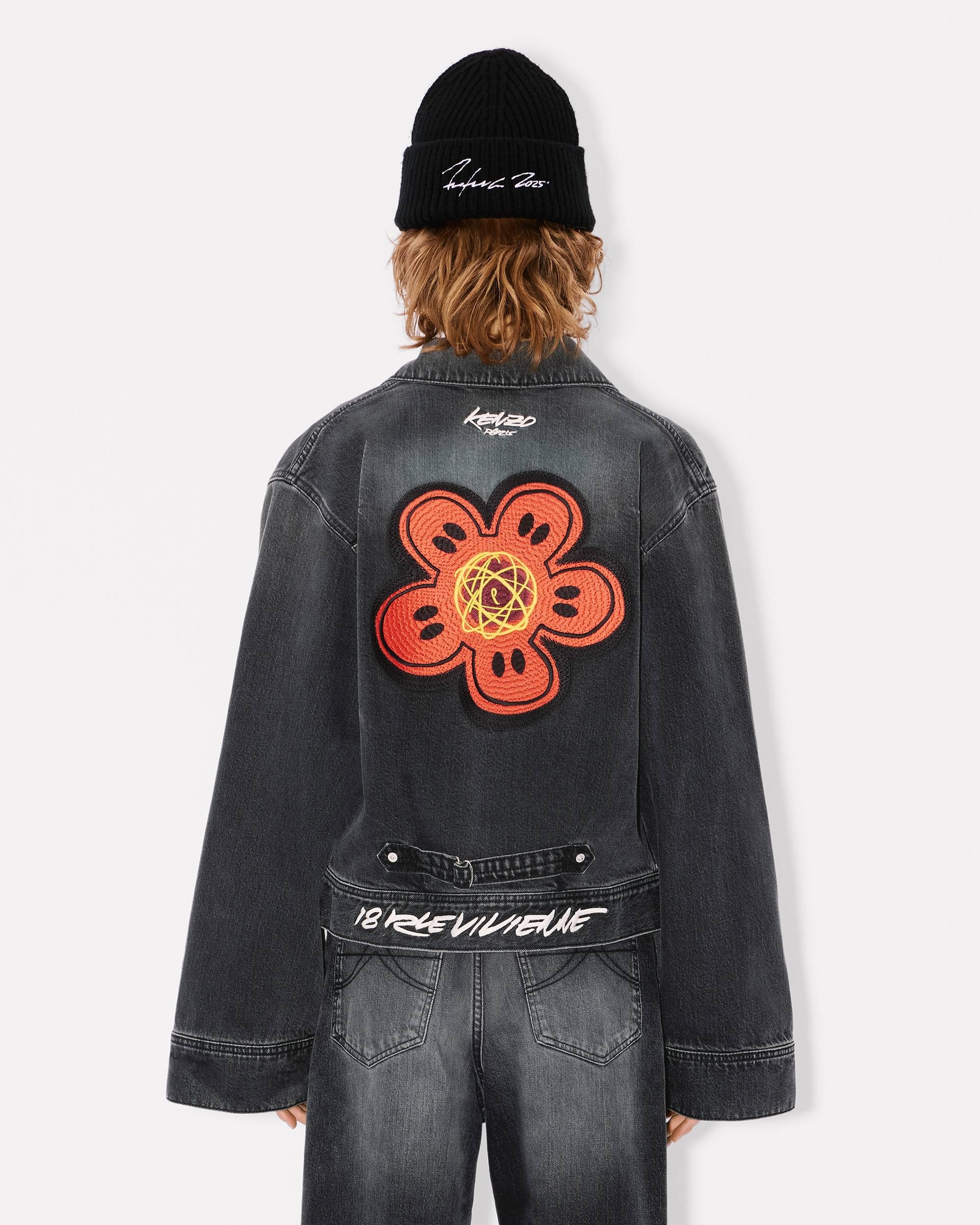 'Kenzo x Futura 2000' embroidered kimono sleeves jacket in japanese denim - 5