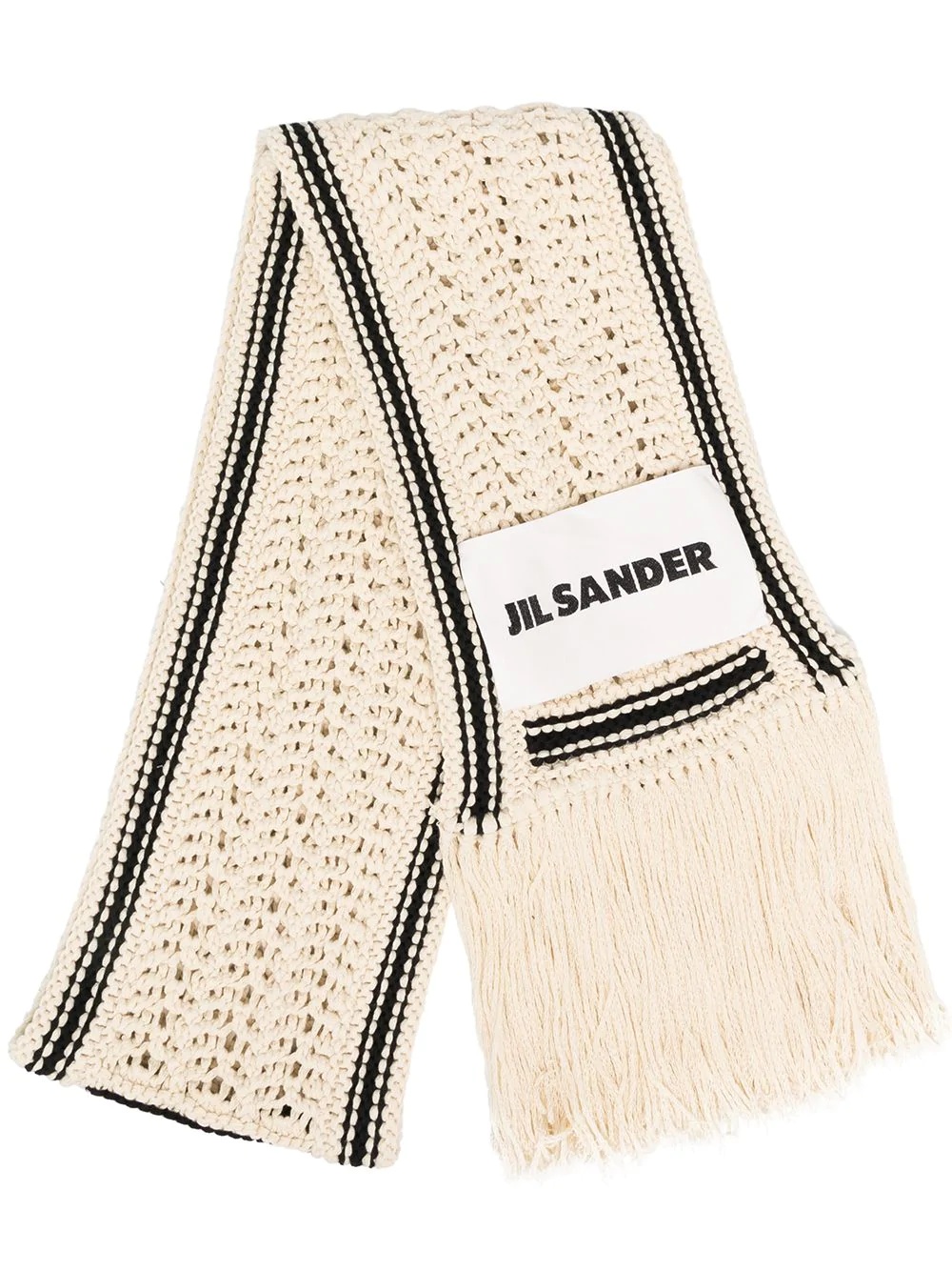 logo patch knitted scarf - 1