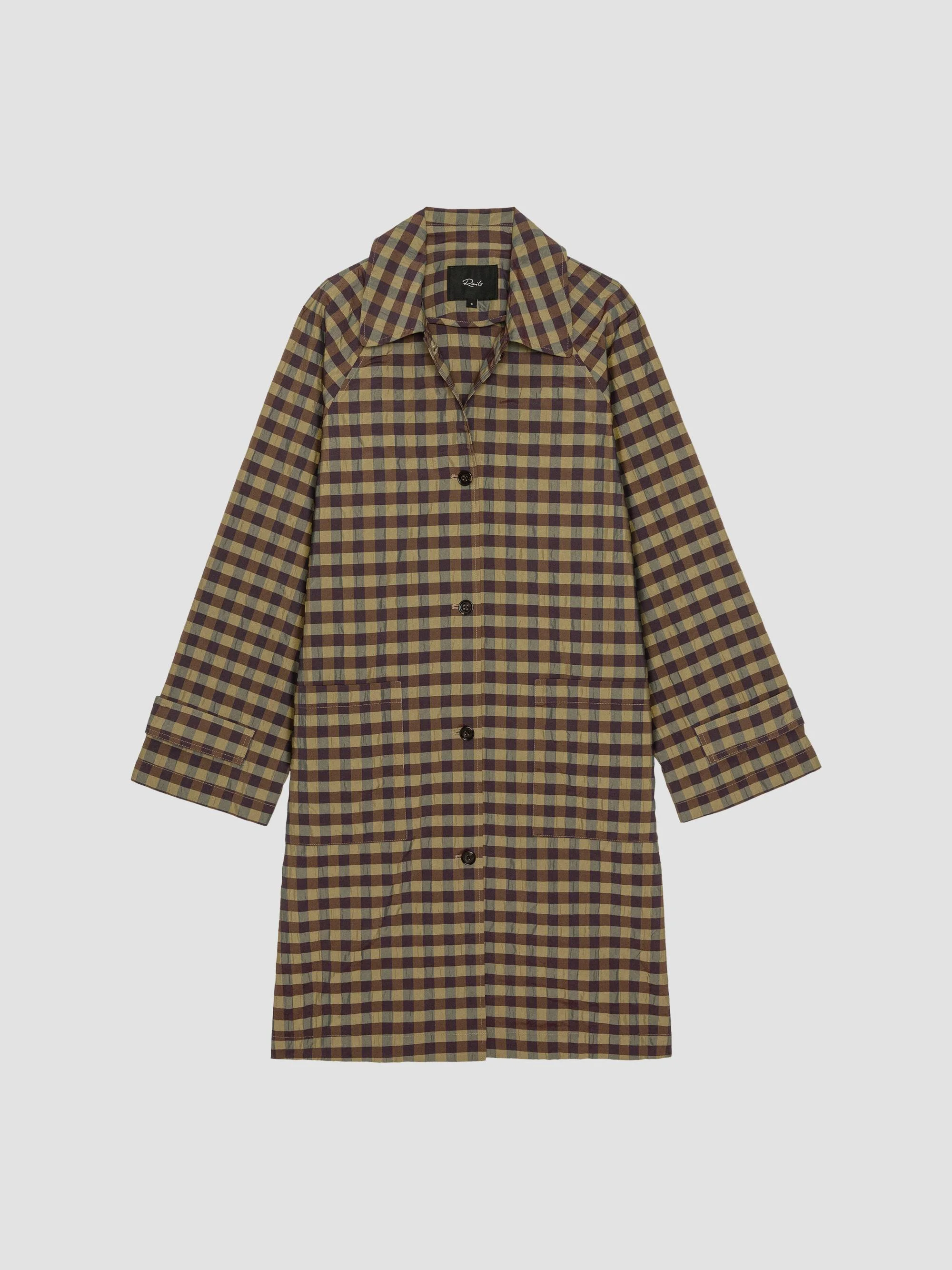Women's Mattie Oversized Check Crinkled Coat - Tapenade Check - 1