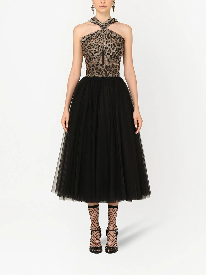 leopard print-panel tulle gown 3