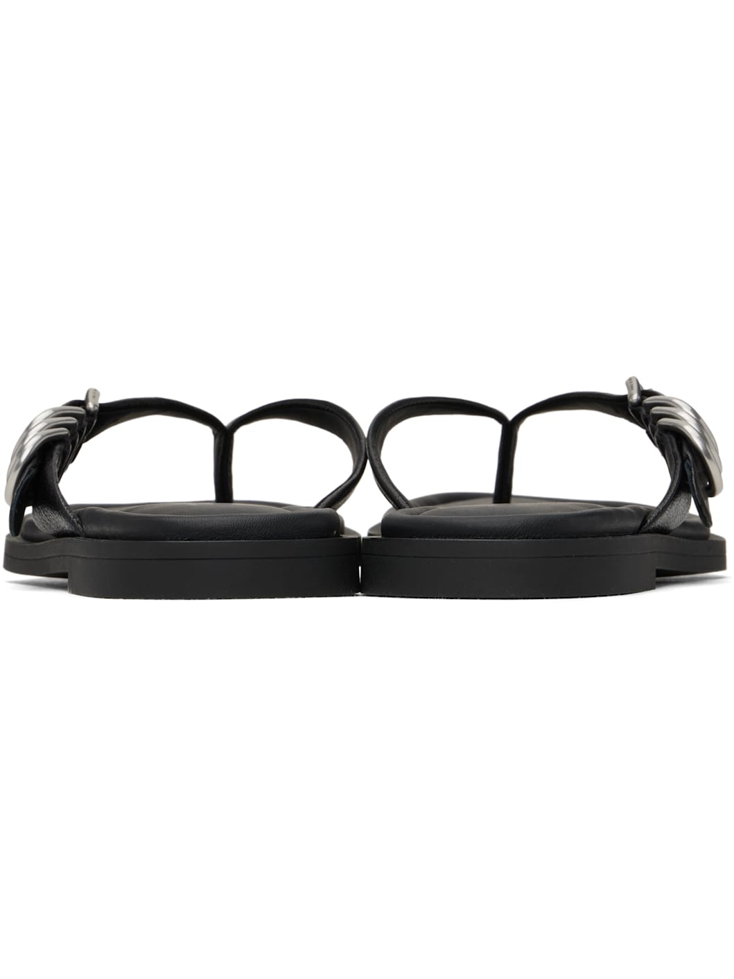 Black Gia Leather Thong Sandals - 2