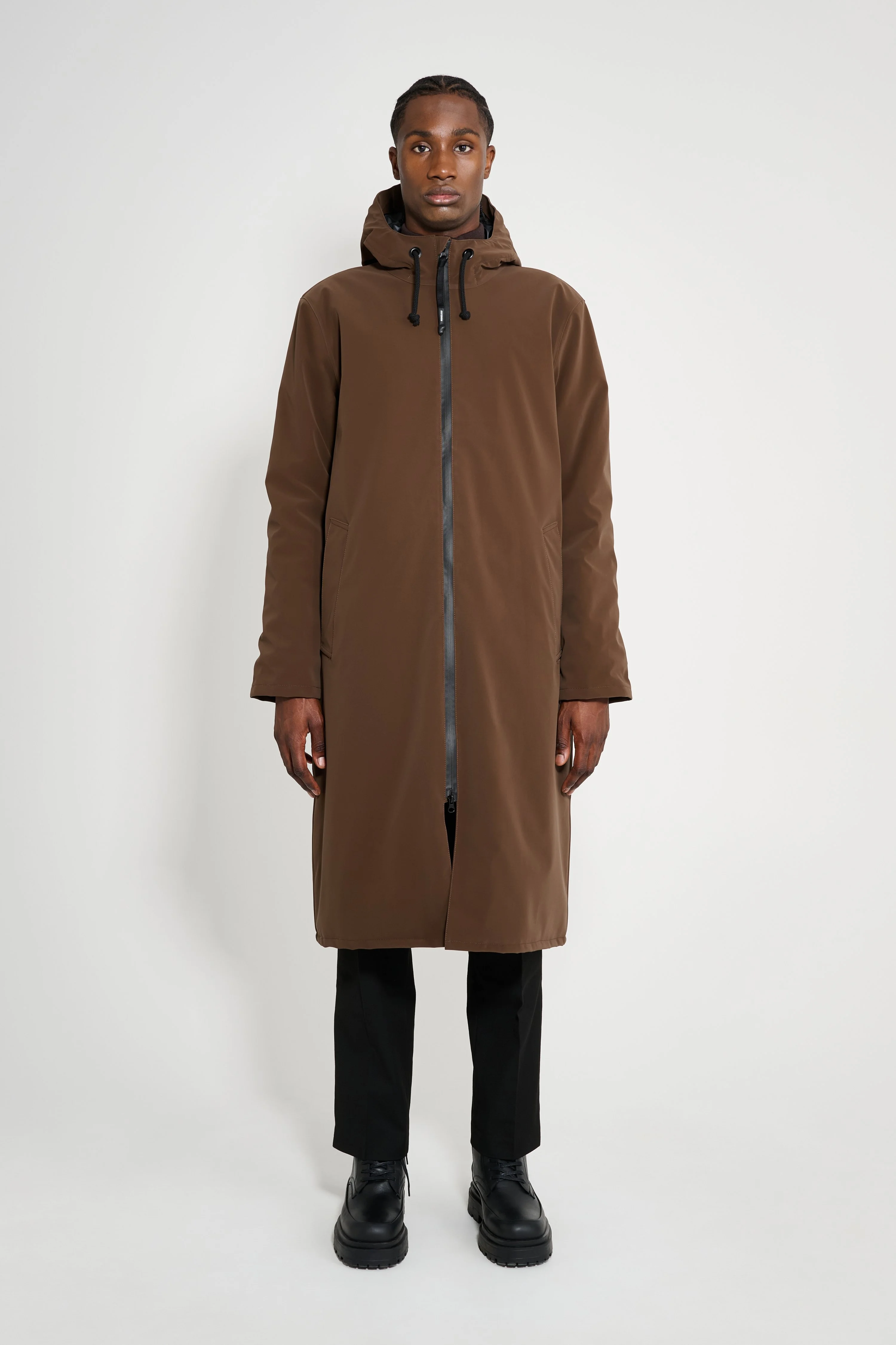 Stockholm Long Matte Winter Coat Dark Brown - 1