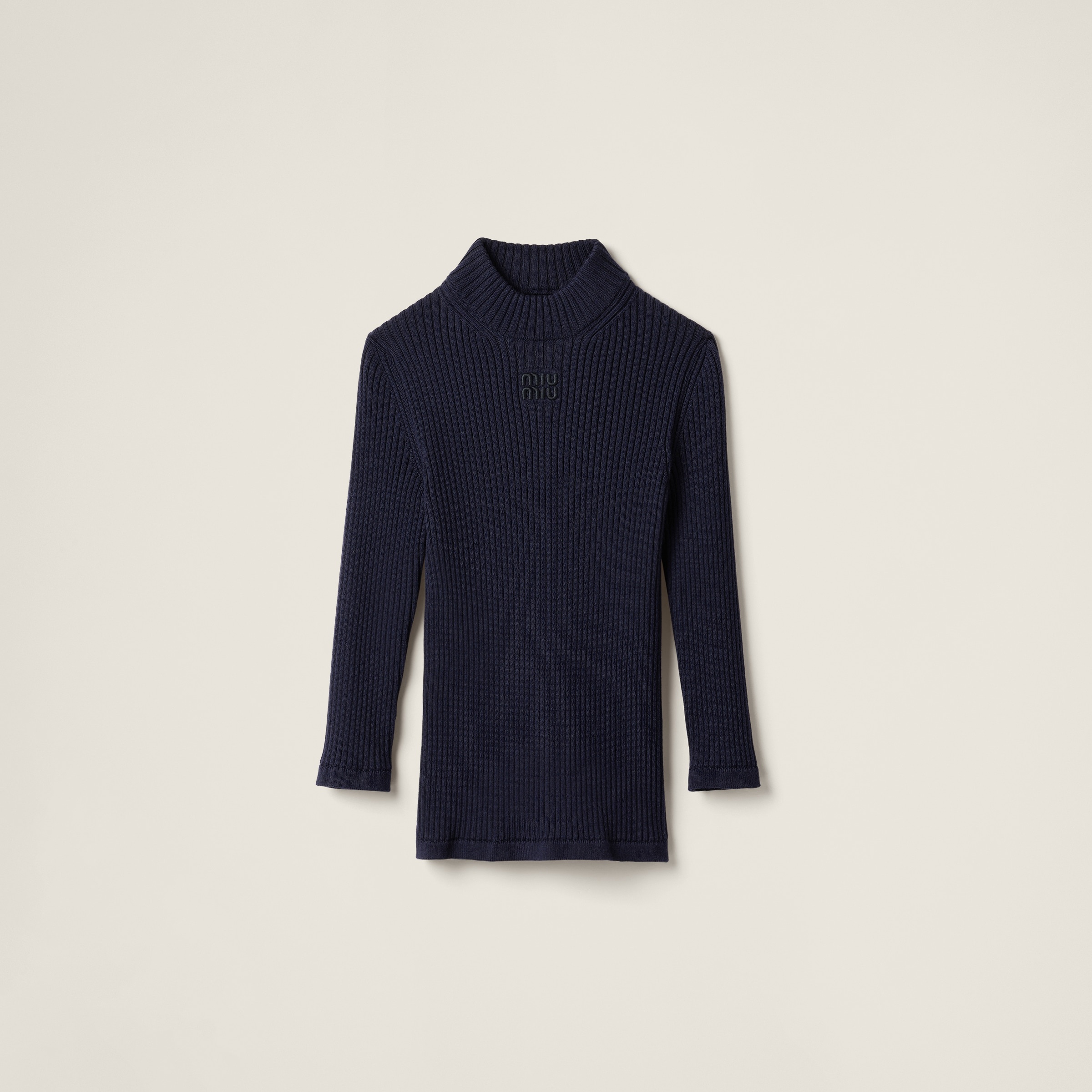 Ribbed knit wool turtleneck sweater - 1