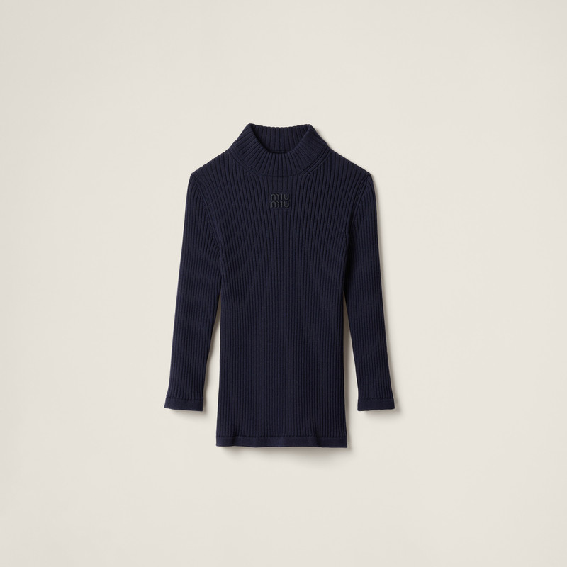 Ribbed knit wool turtleneck sweater 1