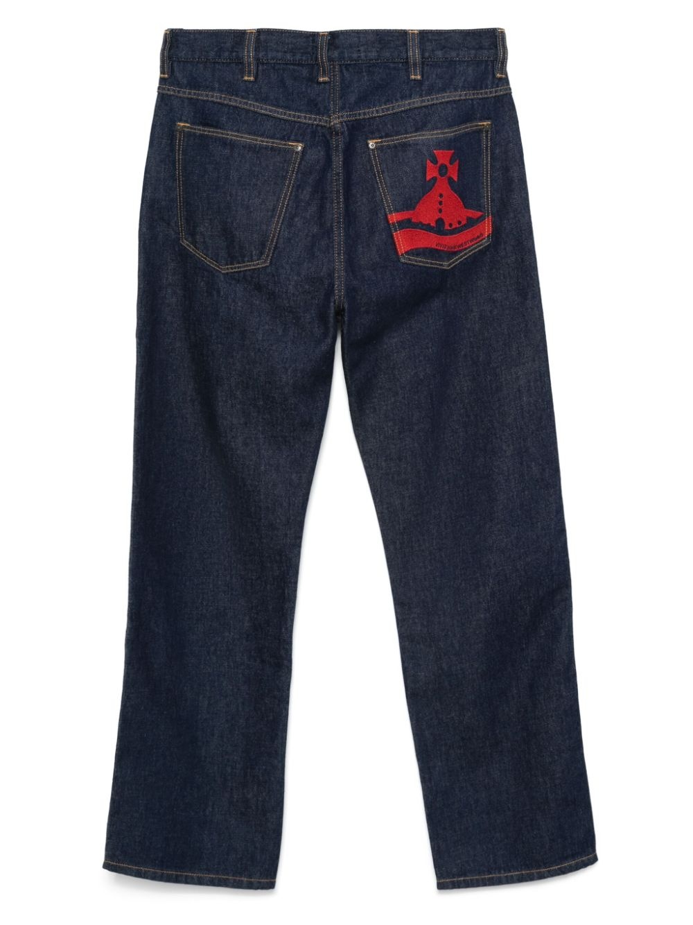 embroidered straight jeans - 2