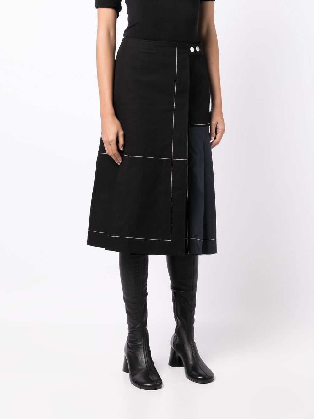 pleat-detail midi skirt - 3
