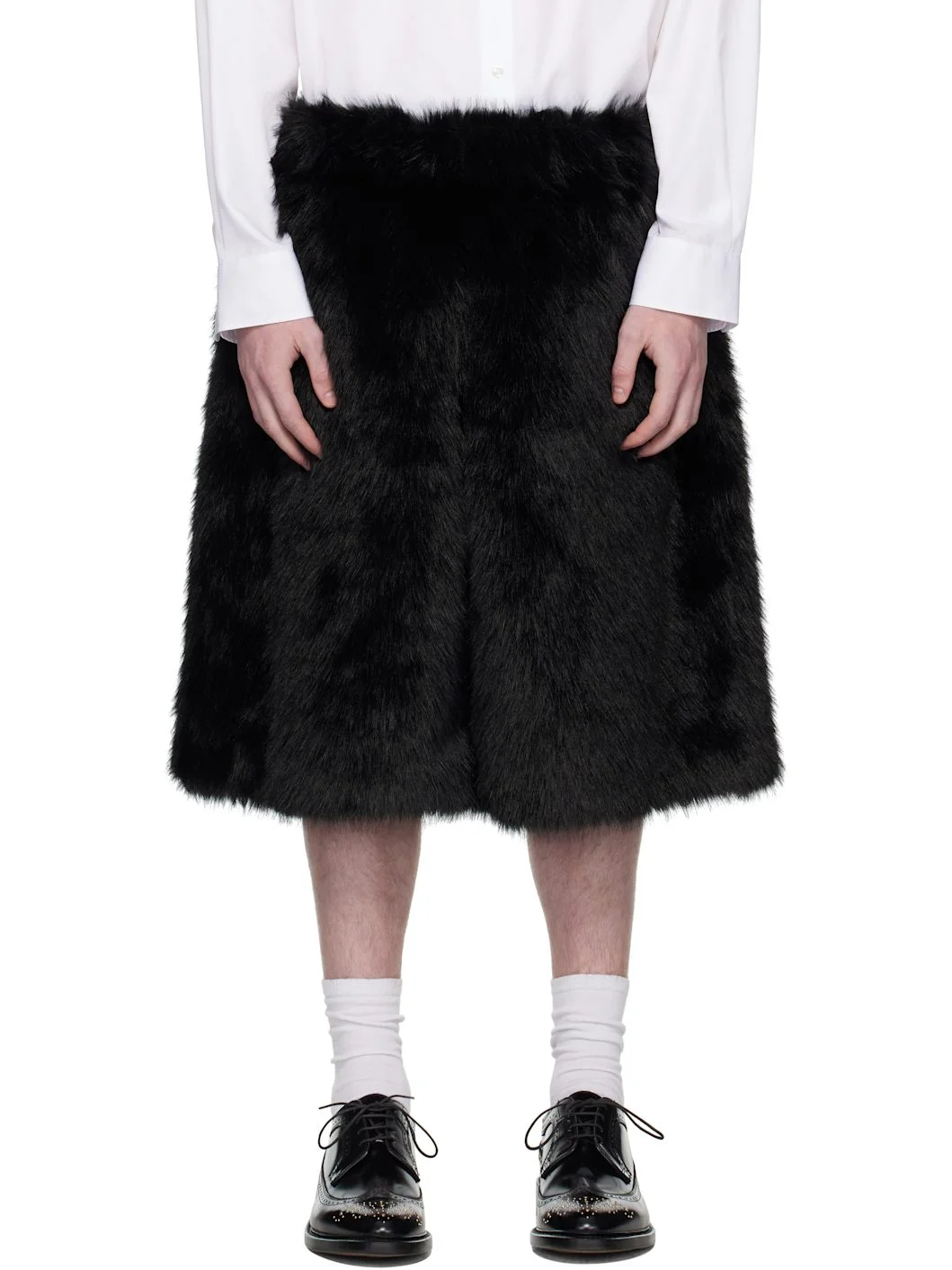 SSENSE Exclusive Black Faux-Fur Shorts - 1