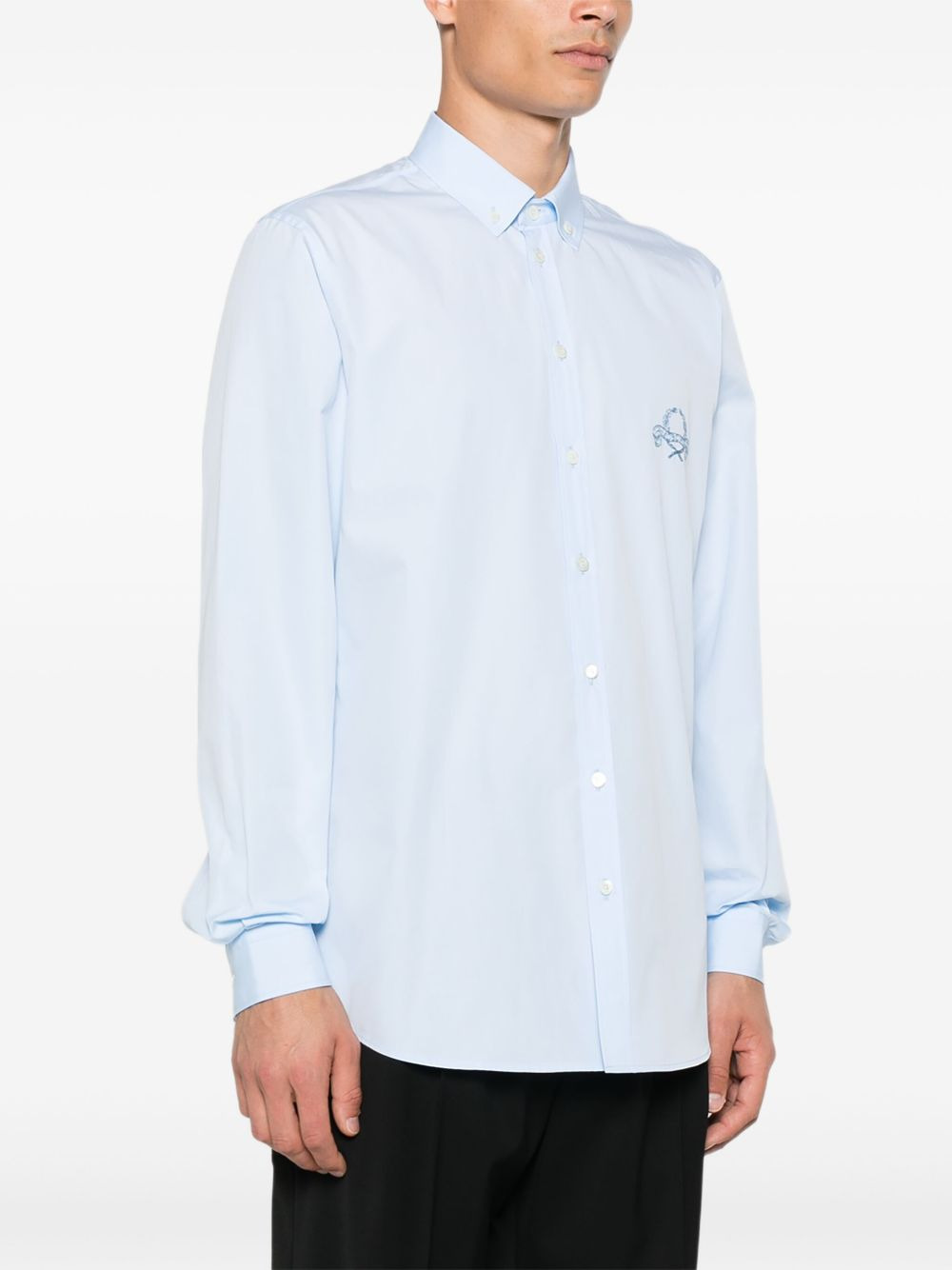 logo-embroidered long-sleeved shirt - 3
