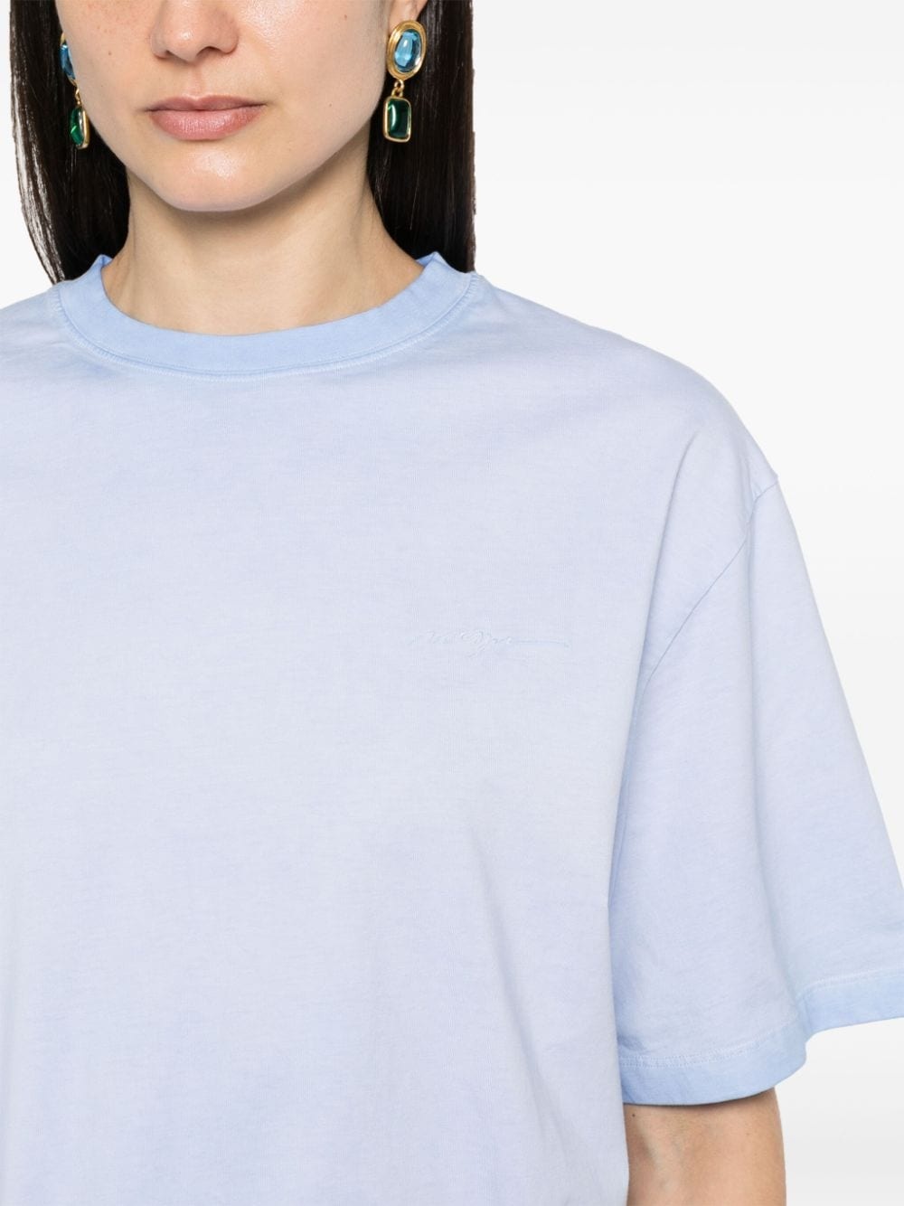 logo-embroidered cotton T-shirt - 5