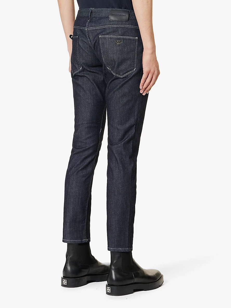 Brand-plaque straight-leg mid-rise stretch-denim jeans - 4