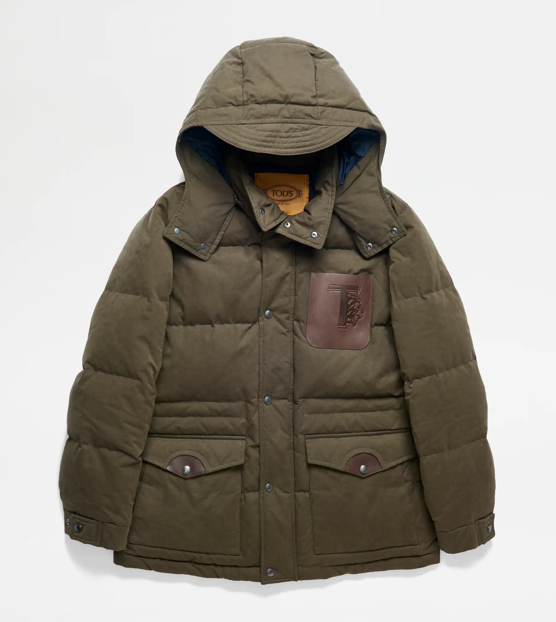 HOODED DOWN JACKET - BROWN - 1