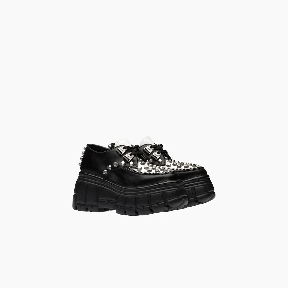 Studded leather lace-up shoes - 1