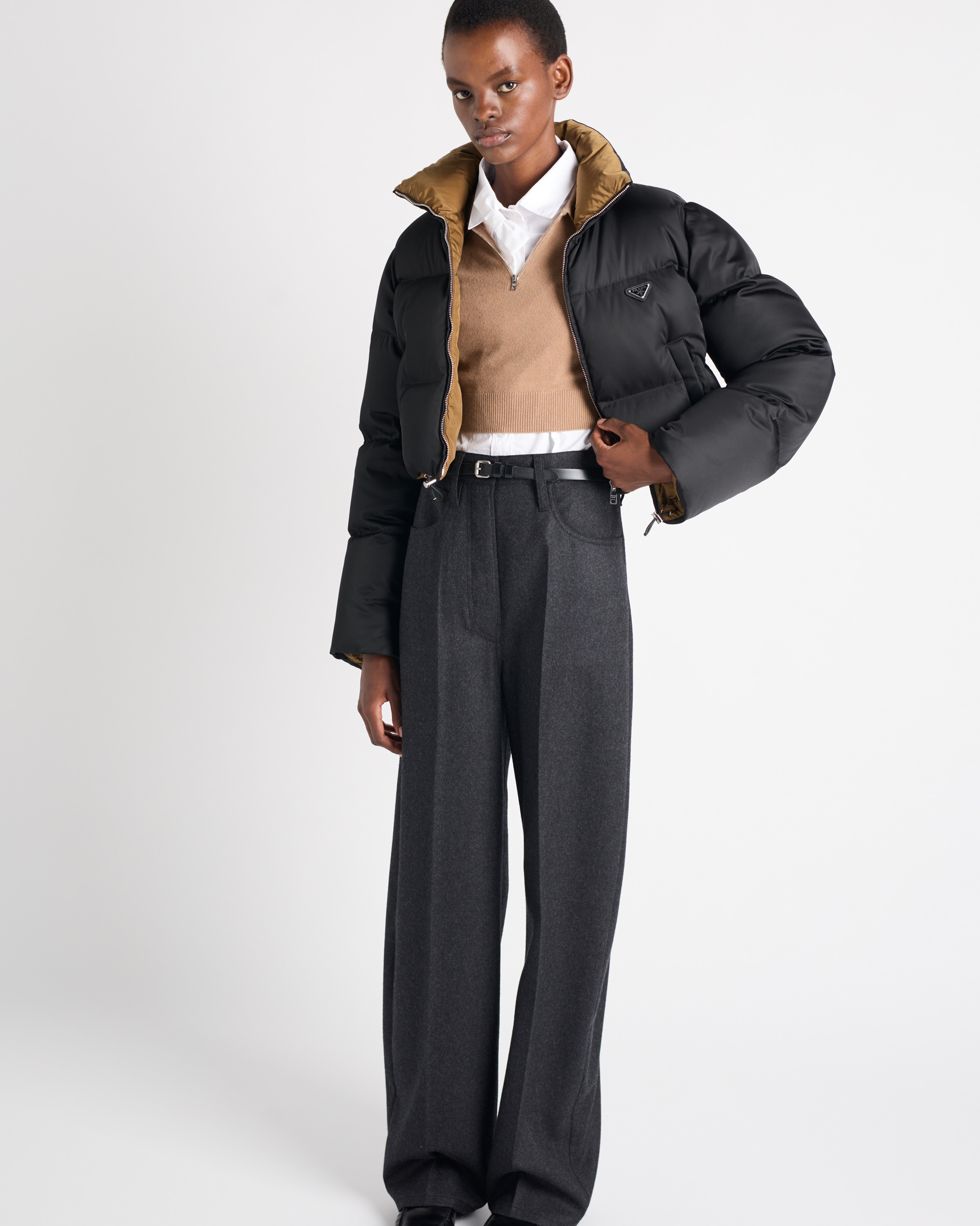 Cropped Re-Nylon down jacket - 4