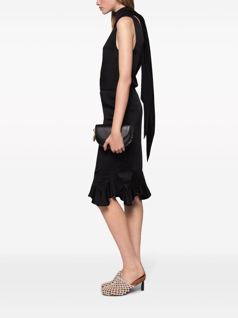 ruffled satin midi skirt - 3