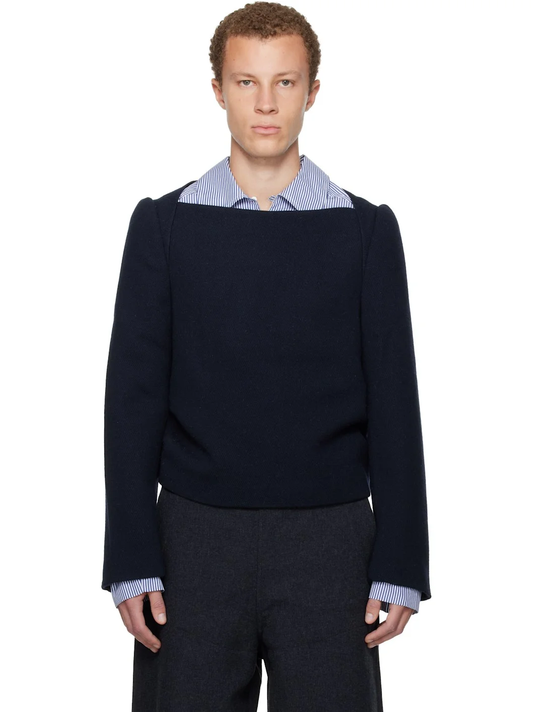 Navy Wool Shirt - 1