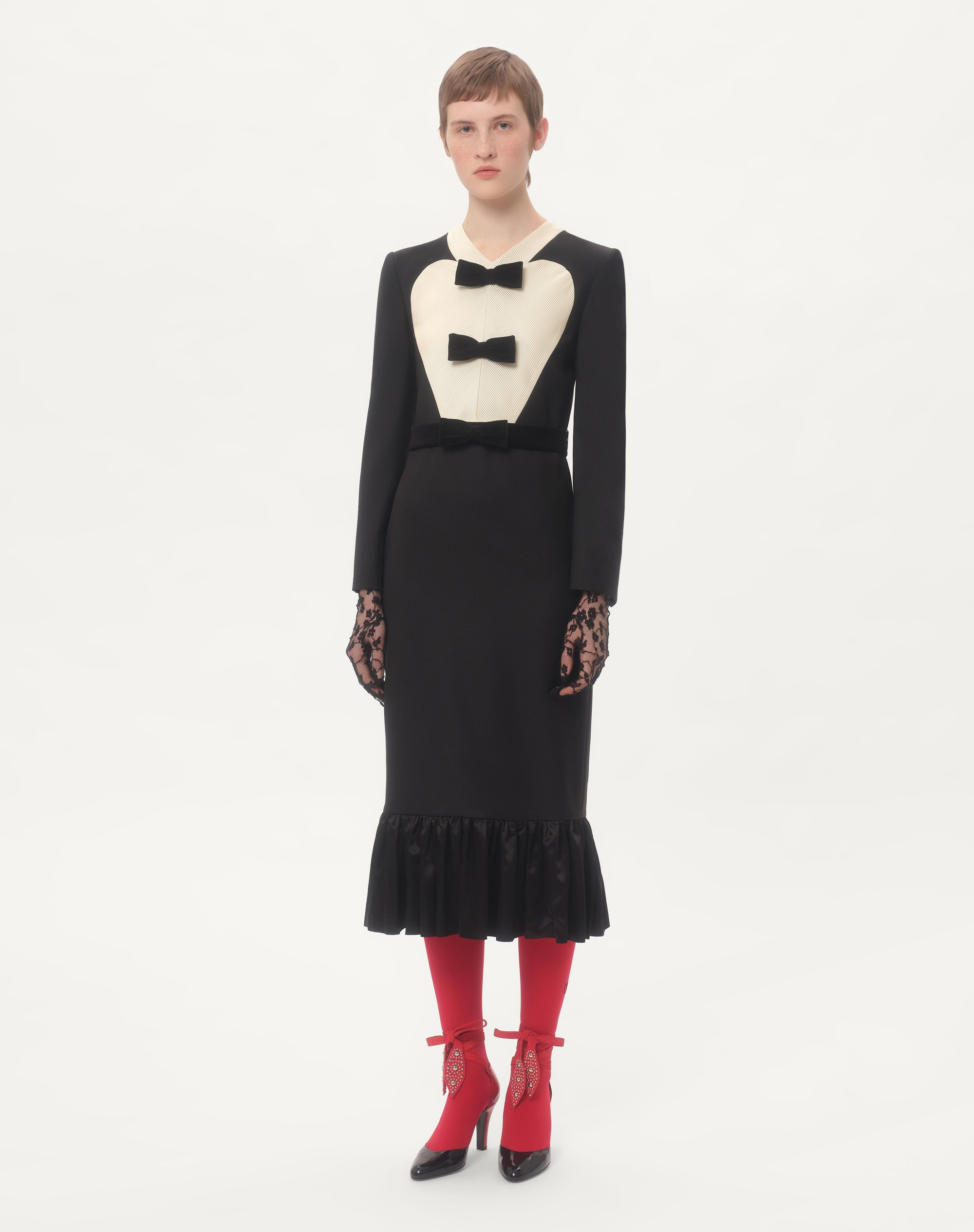 VIRGIN WOOL MIDI DRESS WITH BOWS - 2